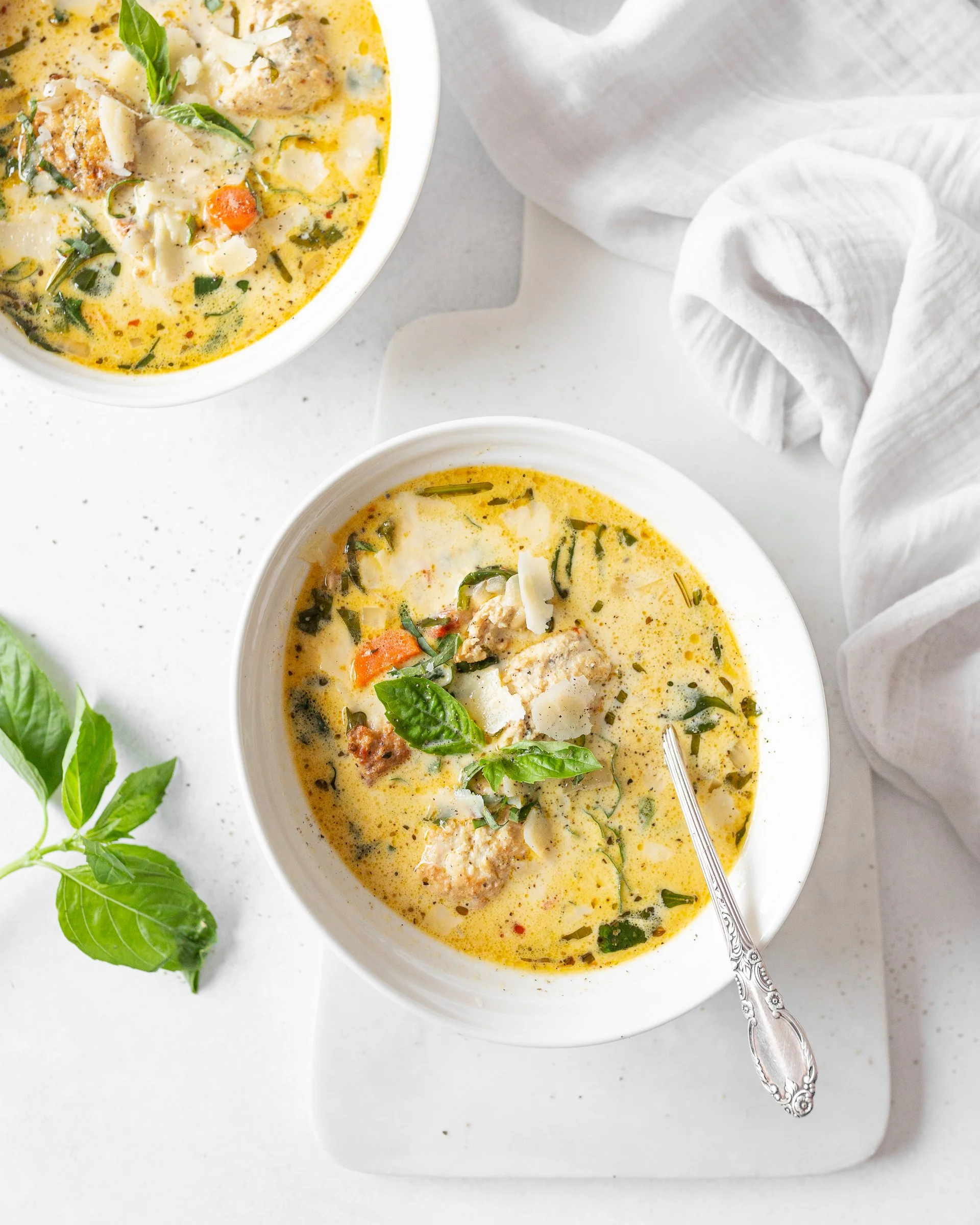 Creamy Tuscan Chicken Meatball Soup — Strawberry Cream Kitchen