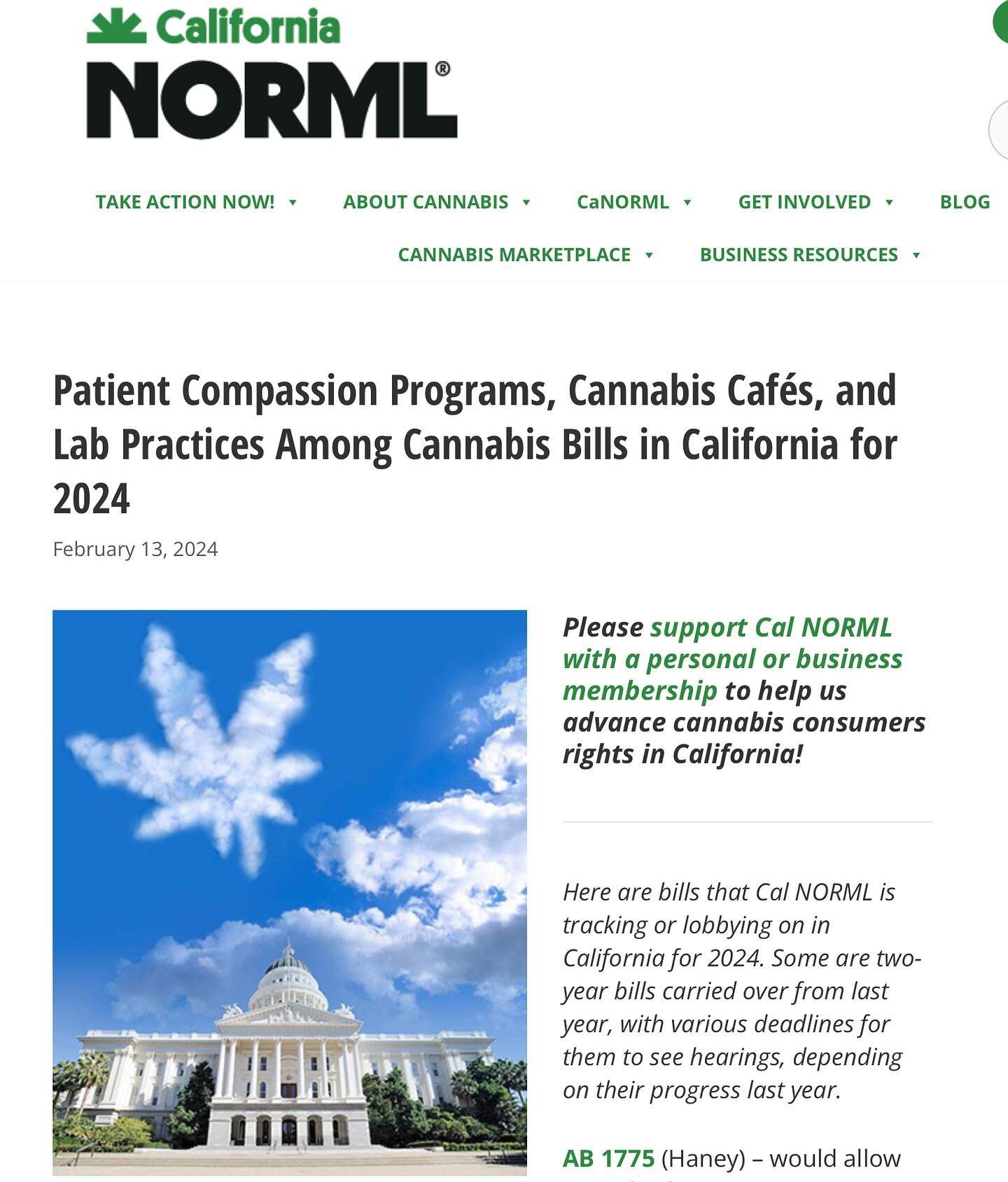 Take a look at what&rsquo;s ahead for proposed C@nn@bis legislation for 2024.  Check out @canorml recent post on their website, link below. 
~
https://www.canorml.org/2024-cannabis-bills-in-california/
~
Industry leaders it is vital that all of us ar