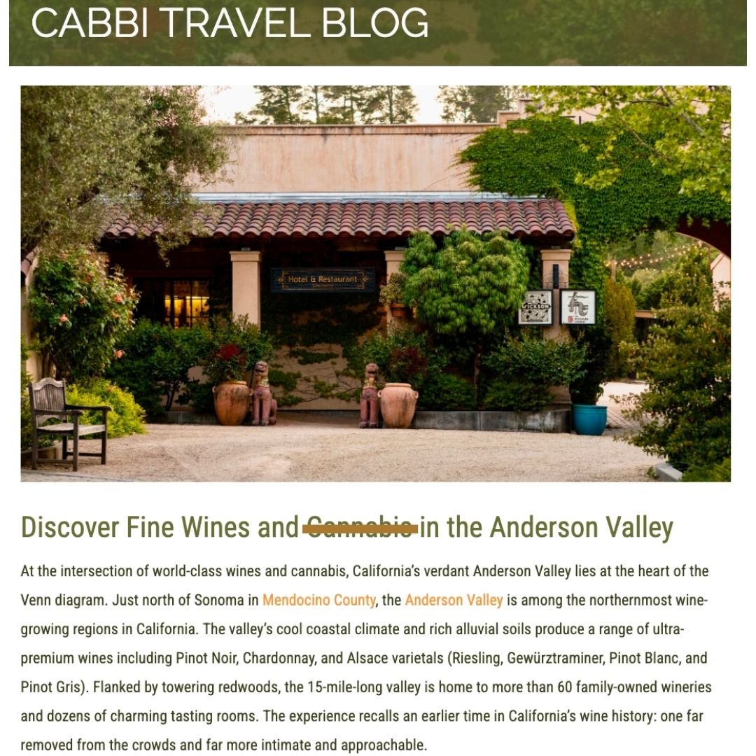 At the intersection of world-class wines and 🌱, @cabbi_inns recent feature on covers why Anderson Valley's vibrant region combines its rich winemaking heritage with new experiences. 

#thebohemianchemist #themadrones #philoca #andersonvalley #winere
