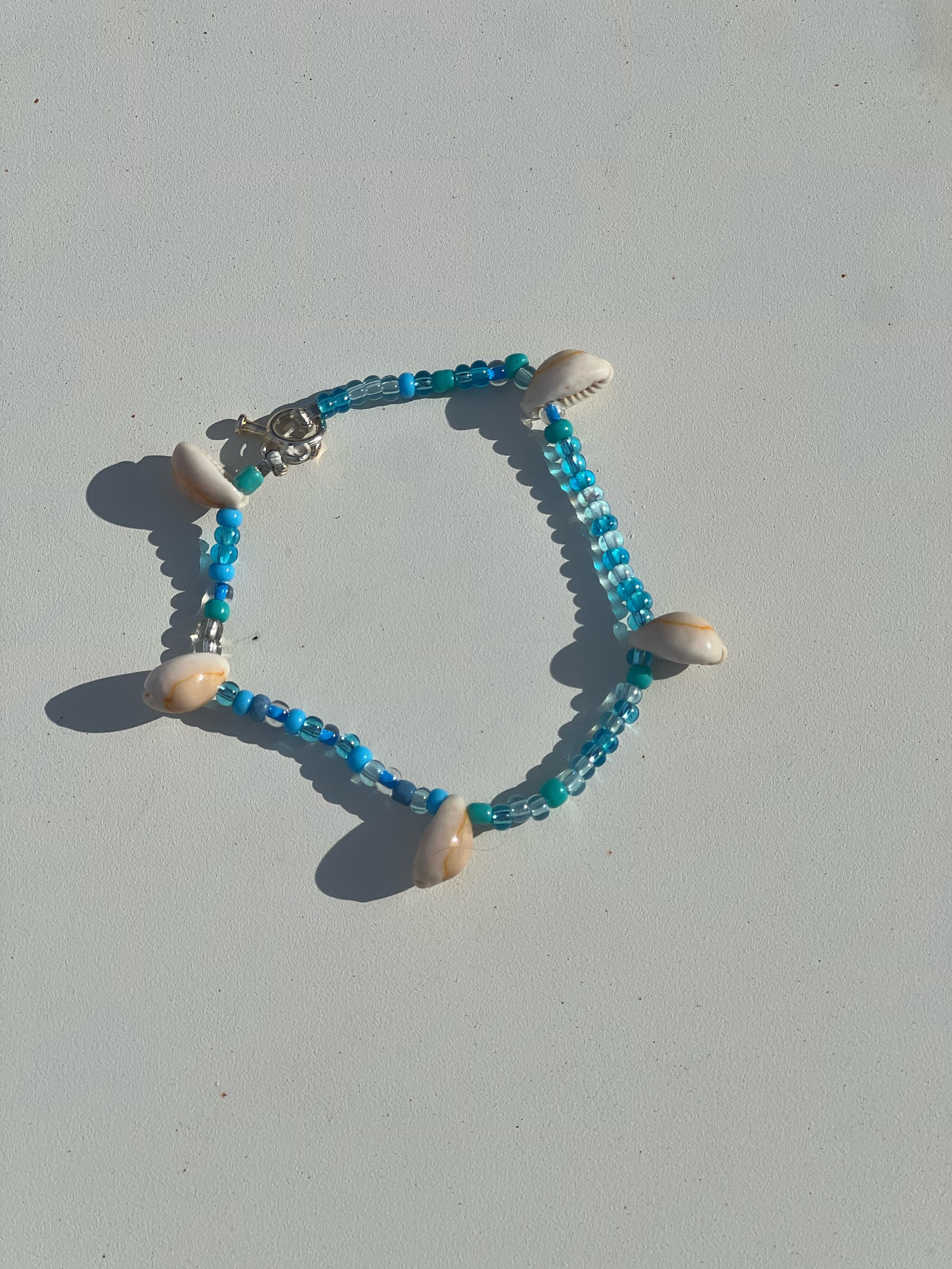 Blue Beaded Bracelet With Seashells