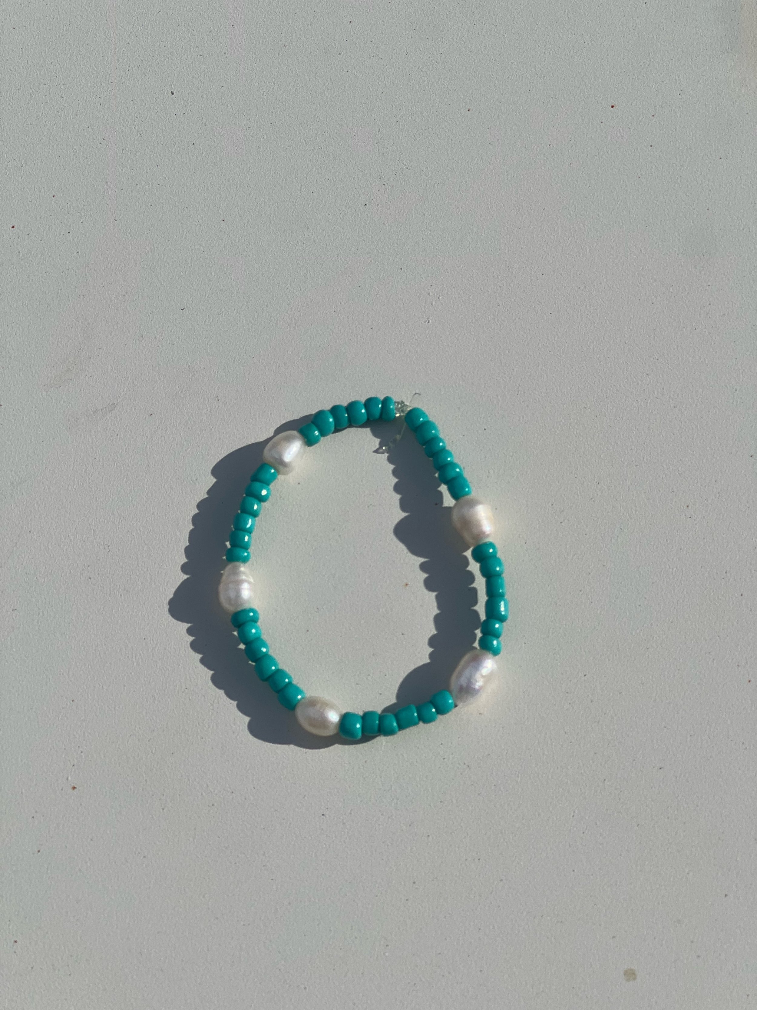 Turquoise Beaded Bracelet With Pearls