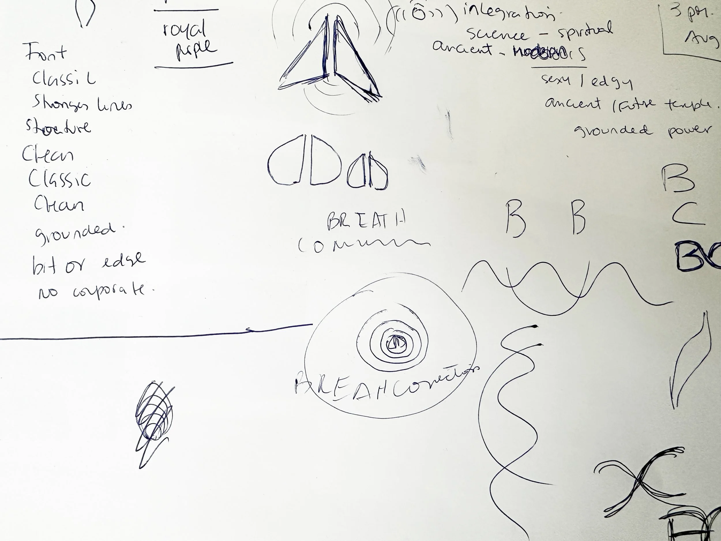 Breath Connection brand concept development — logo design exploration, The Light Arts