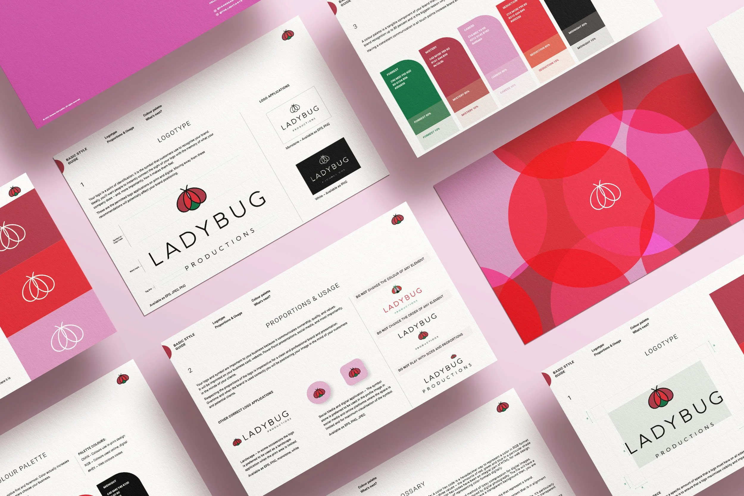 Ladybug Productions logo guidelines — brand identity by The Light Arts Design