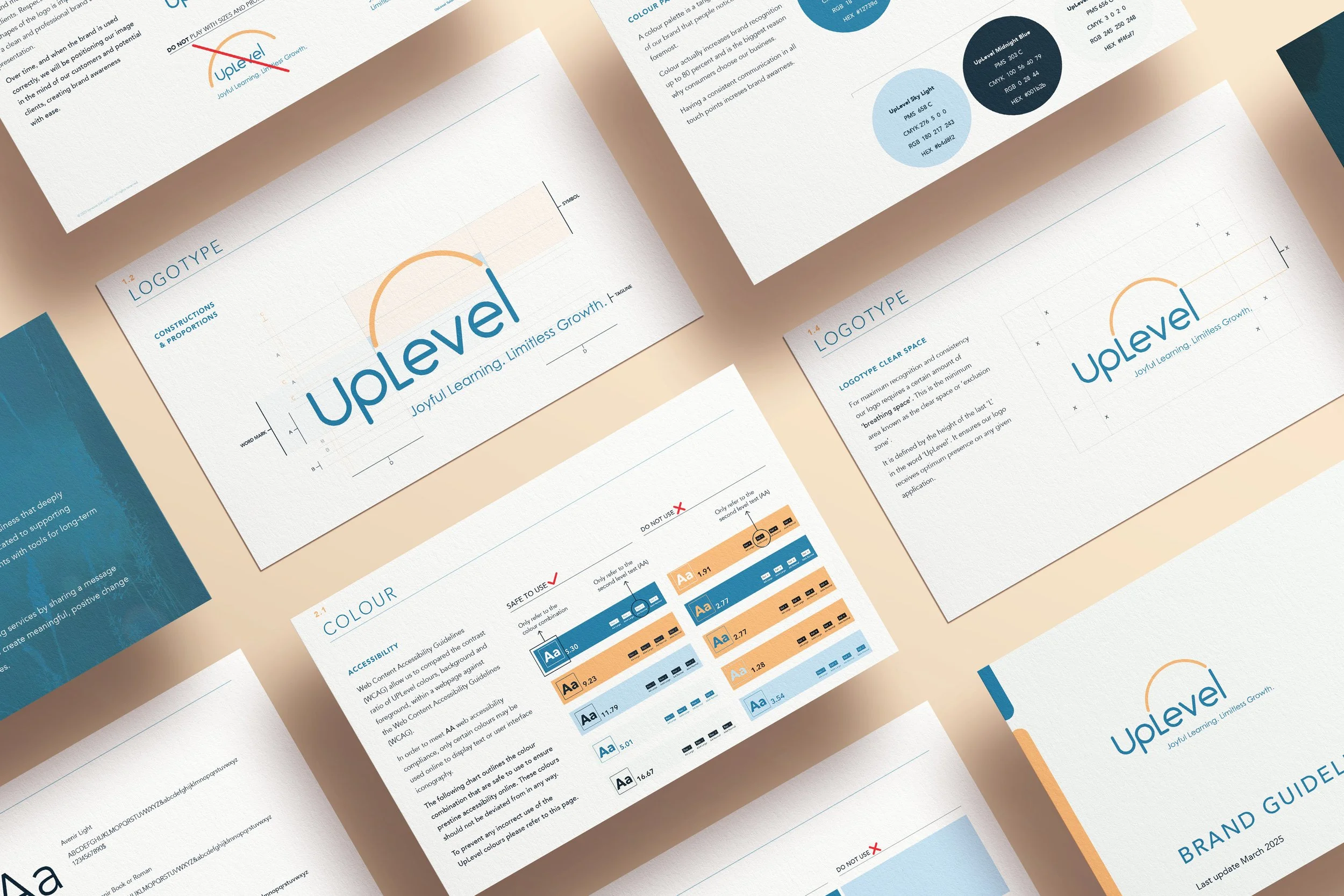 UpLevel Tutoring brand guidelines screenshot — The Light Arts Design