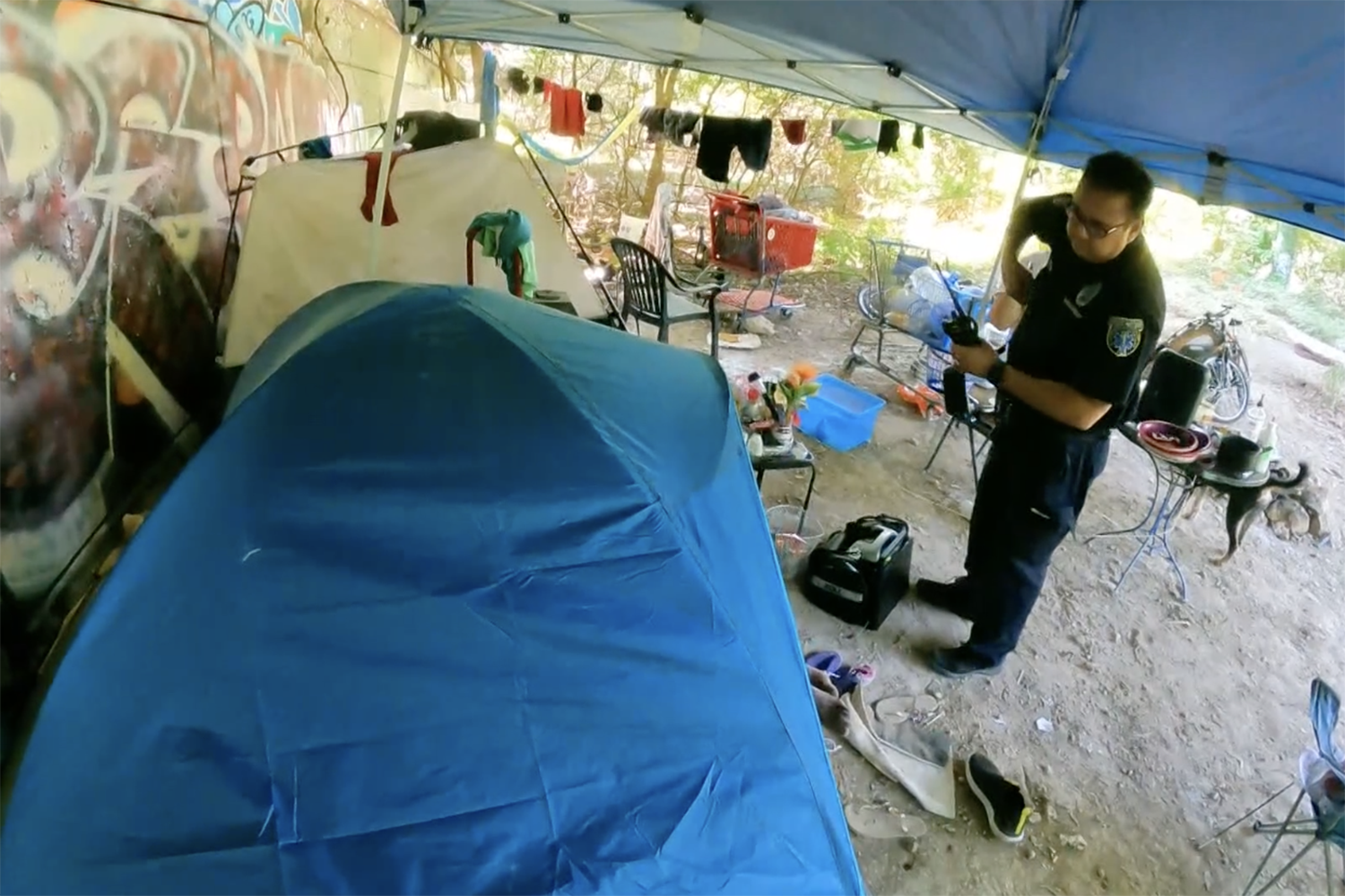 Austin-Travis County EMS onsite at a tent camp for the unhoused.