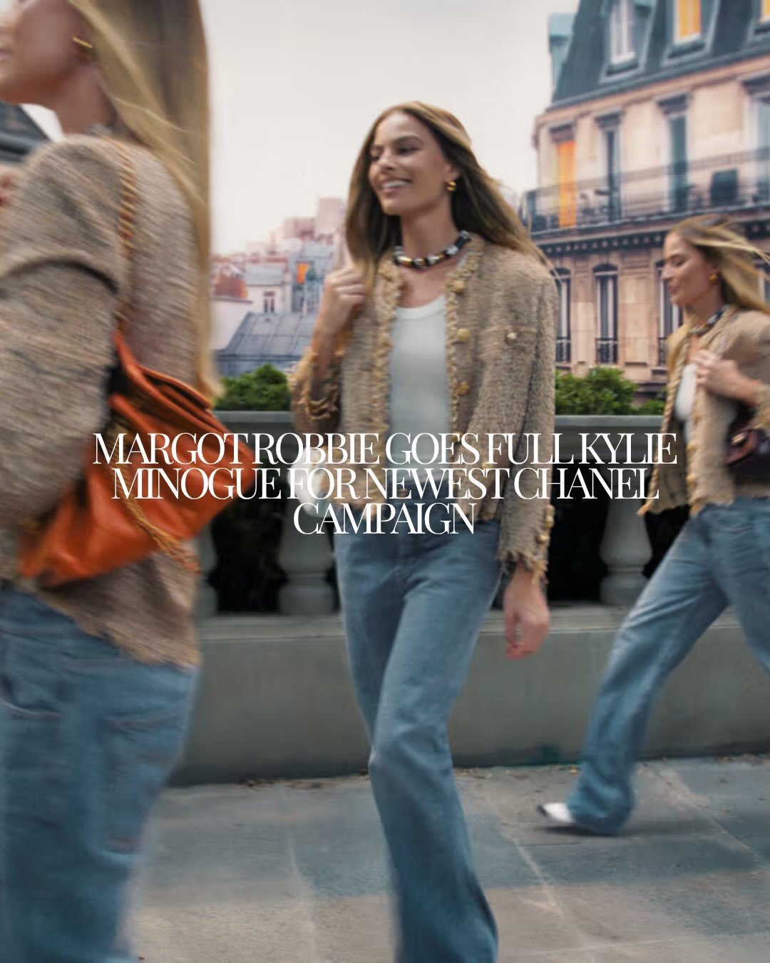 So Margot Robbie just went full nostalgia mode and basically stepped right into Kylie Minogue&rsquo;s legendary &ldquo;Come Into My World&rdquo; video, but make it Chanel and add the 25 handbag for extra flex. It&rsquo;s literally a shot-for-shot tri