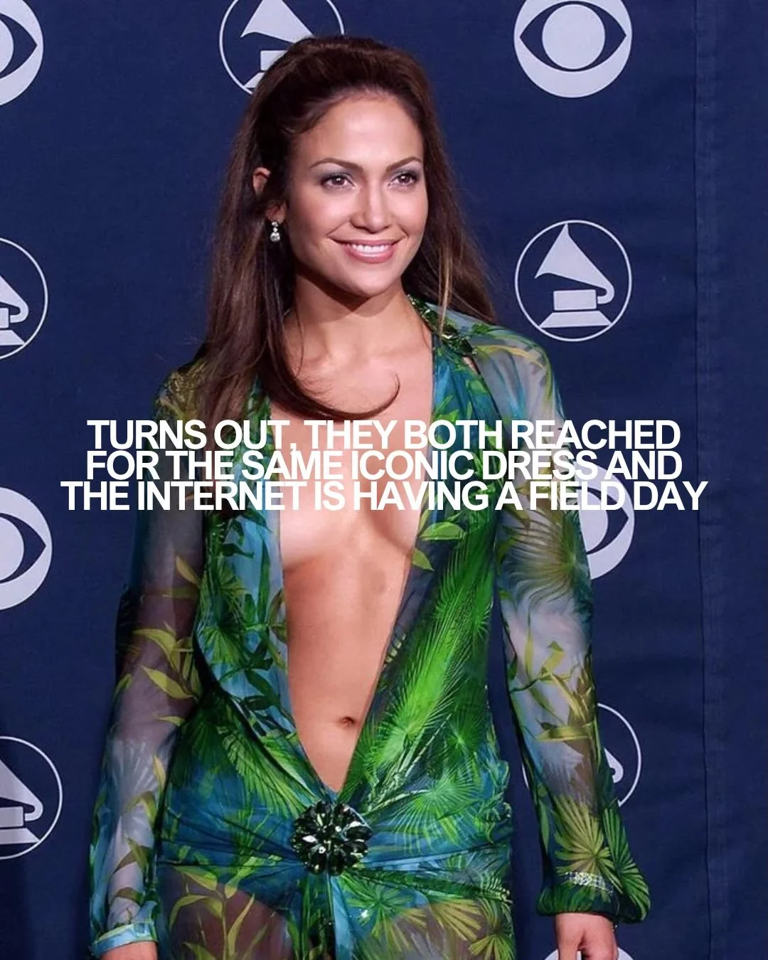 Have you noticed it? That unmistakable green Versace dress, the one Jennifer Lopez wore to the 2000 Grammys, is everywhere again. More than 25 years later, its jungle print and plunging neckline still ripple through pop culture, slipping back onto sc