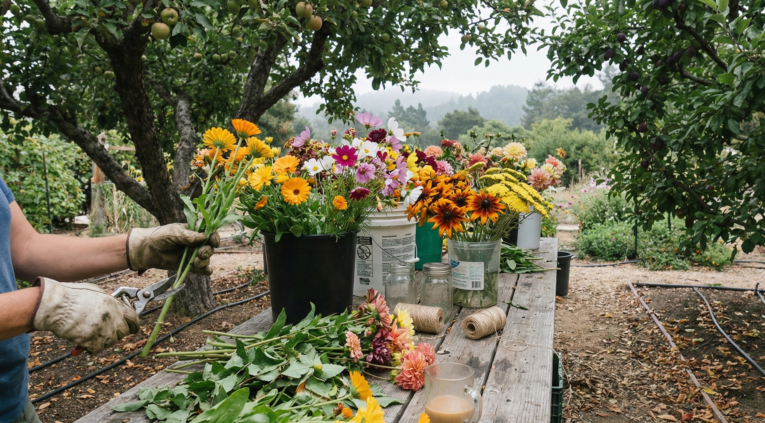 Arranging cut flowers in Santa Cruz