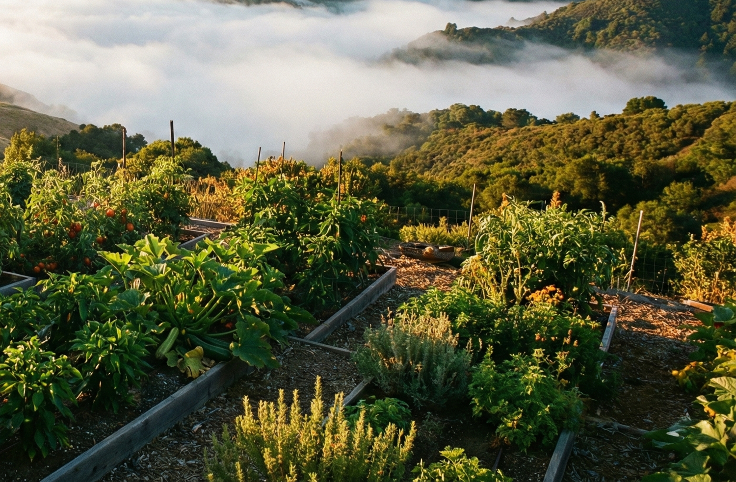 Raised Bed Garden above the Fog