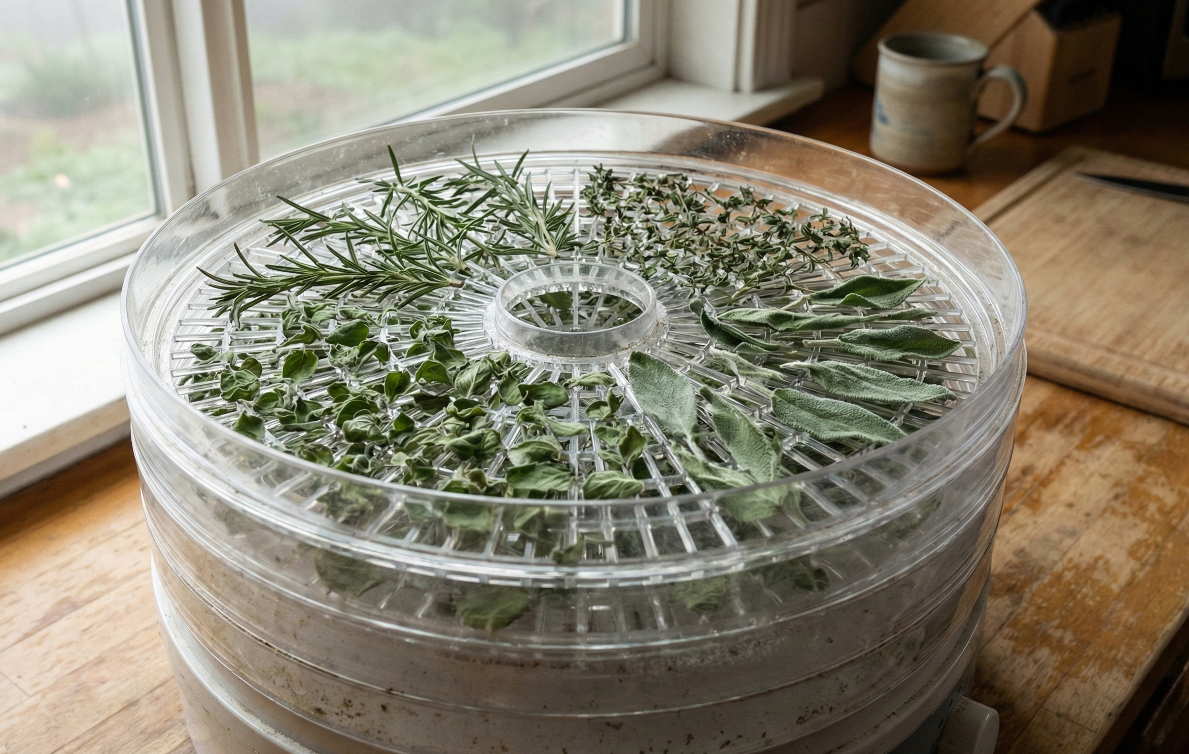 Drying herbs in the dehydrator