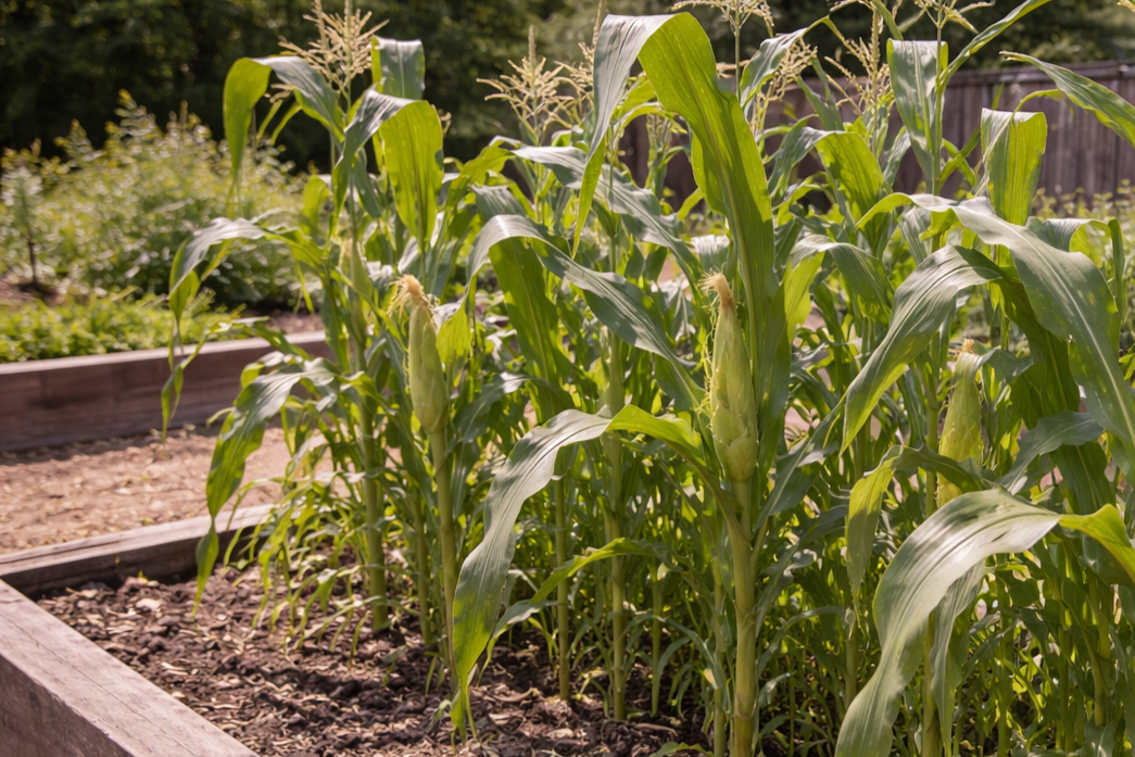 Corn growing in Scotts Valley garden