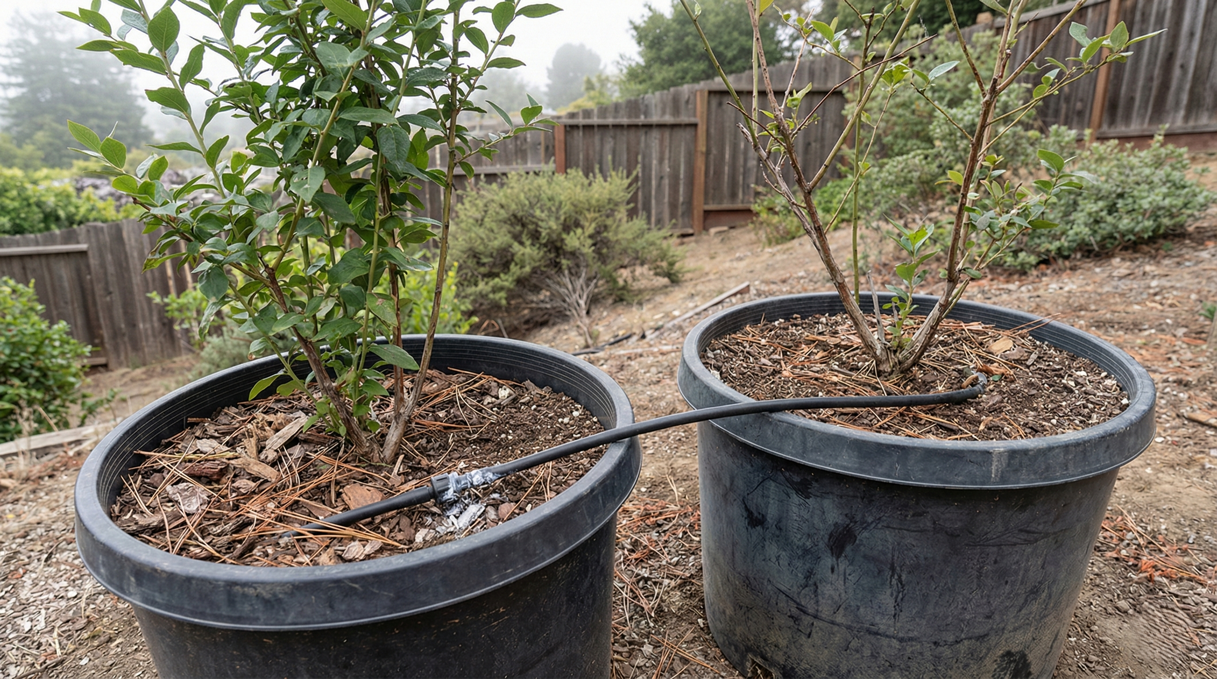 Watering container blueberries