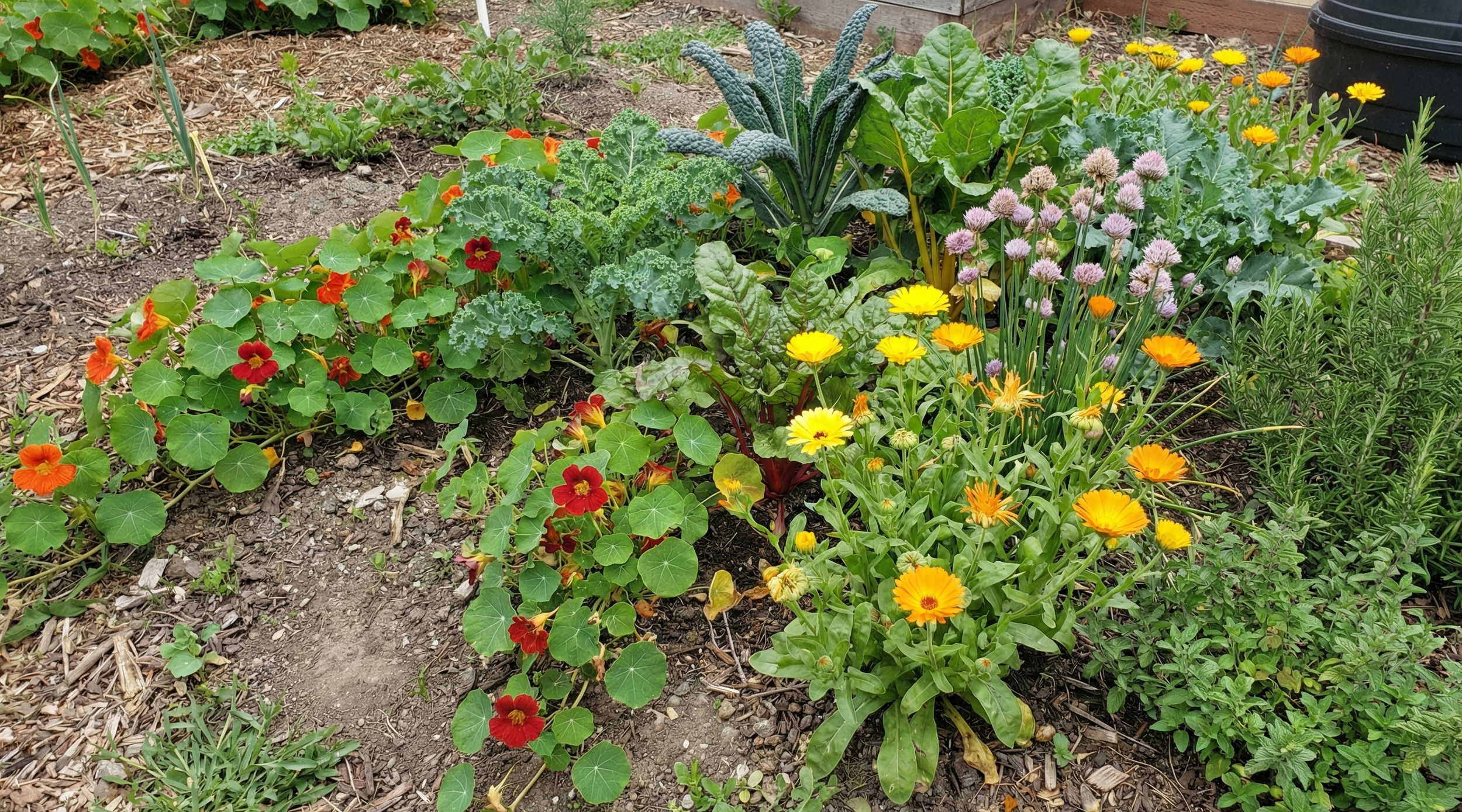 Edible flowers - calendula, borage, nasturtium