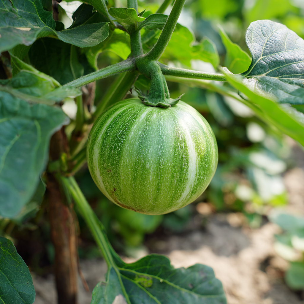 Gboma eggplant fruit growing in Santa Cruz raised bed garden