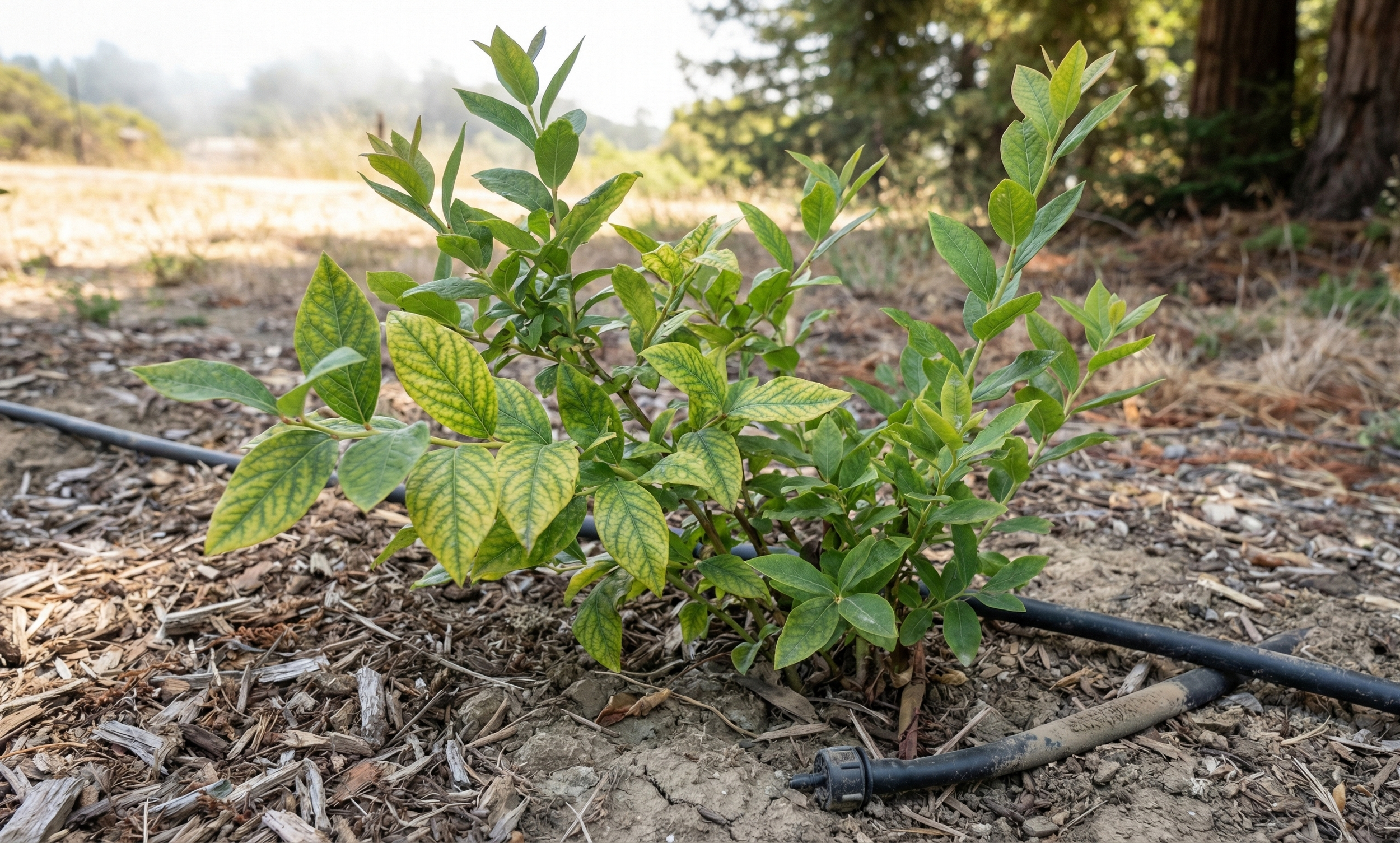 Is this blueberry bush disease fungal or not?, image size:2500x1505