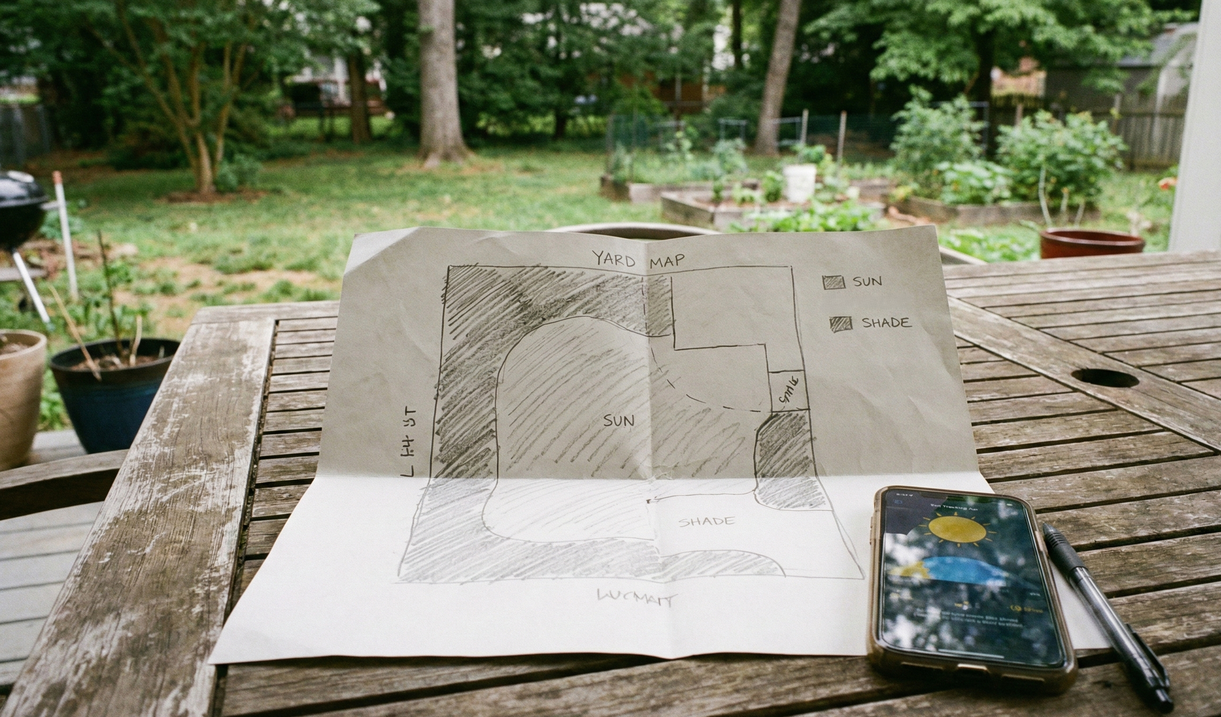 Sun mapping in Scotts Valley garden