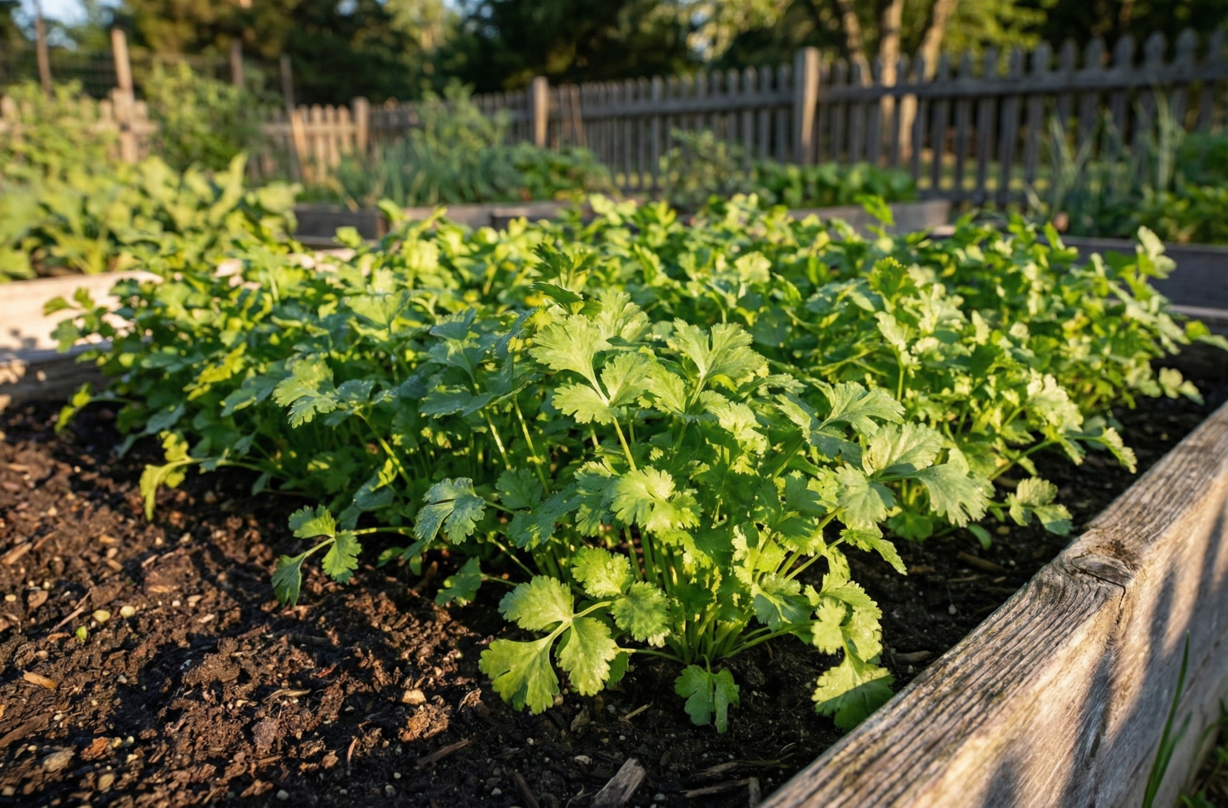 Cilantro growing in Santa Cruz garden