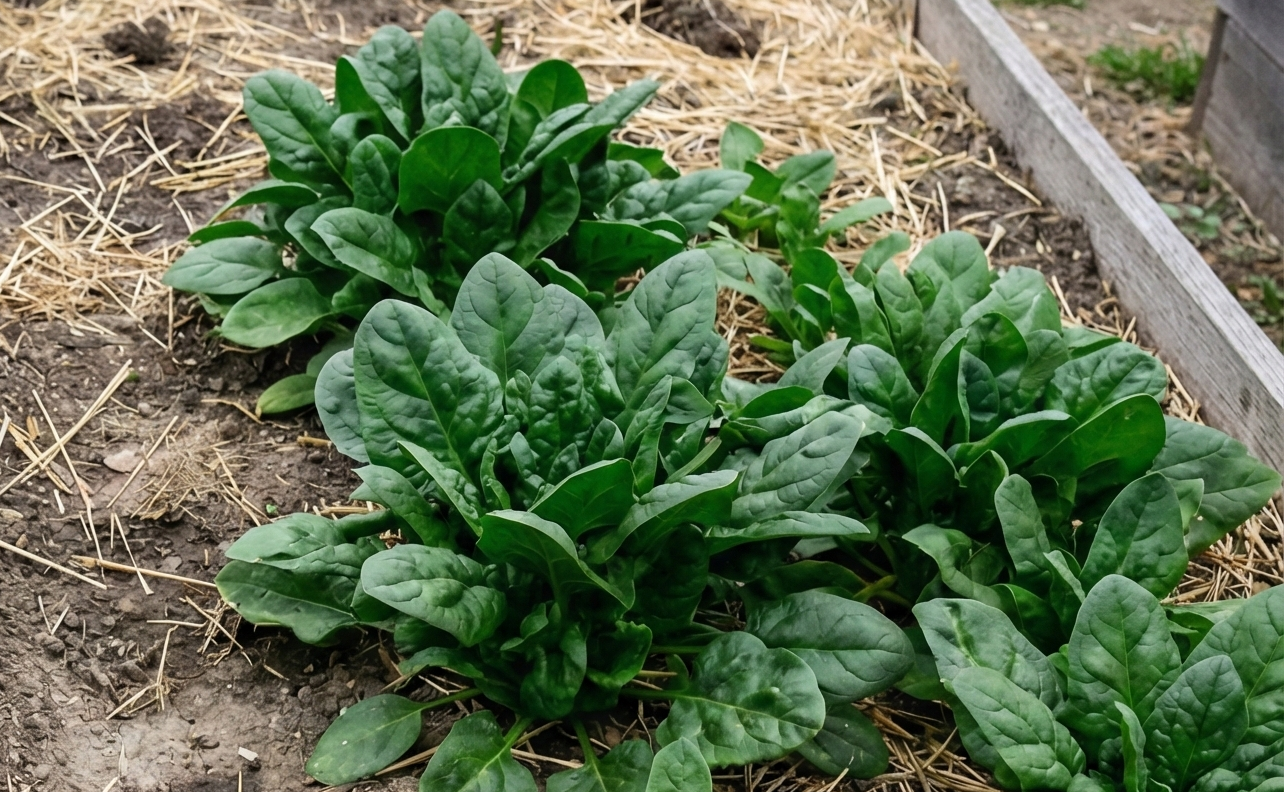 Healthy spinach plants in scotts valley spring garden