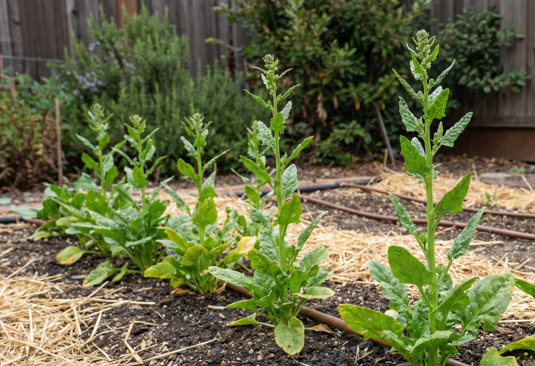 Bolting Spinach in Felton garden