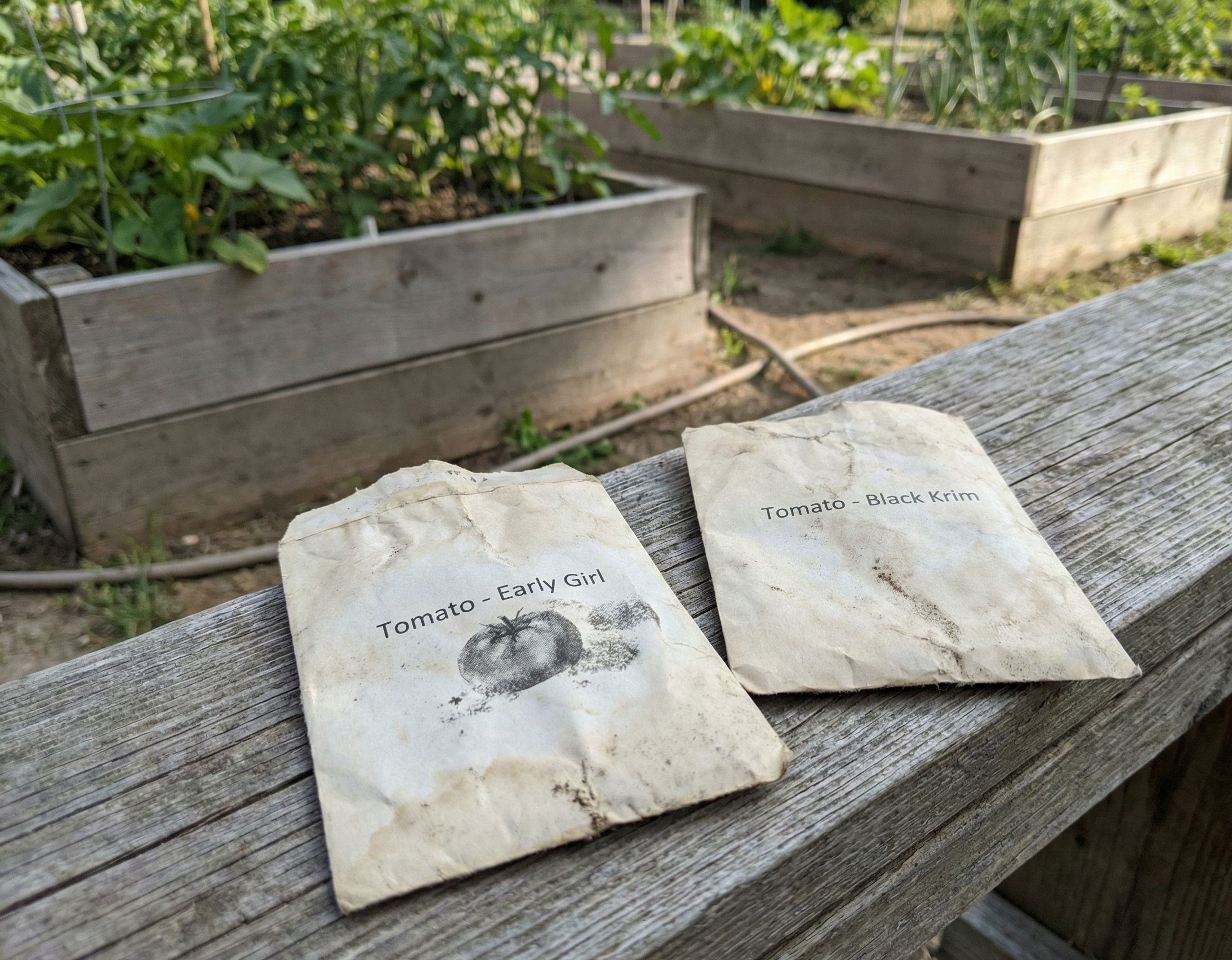 seeds on deck railing in felton garden