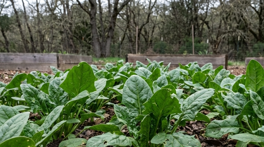 Spinach in Ben Lomond garden bed