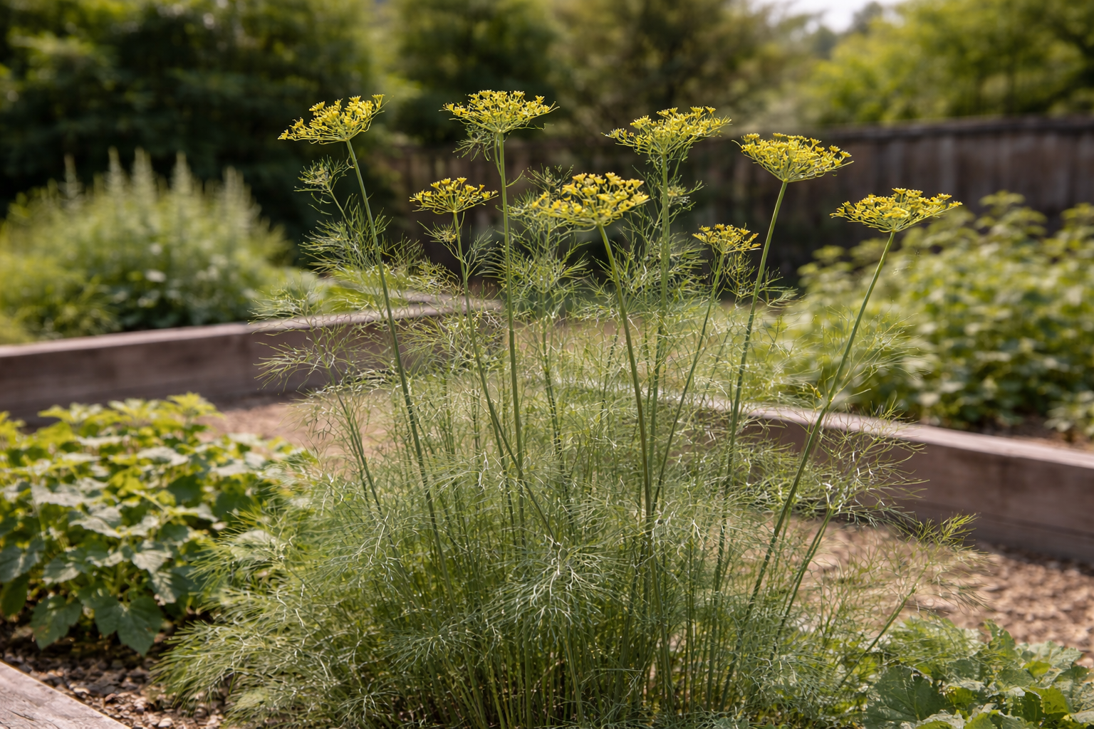 Dill flowers blooming in a Scotts Valley garden
