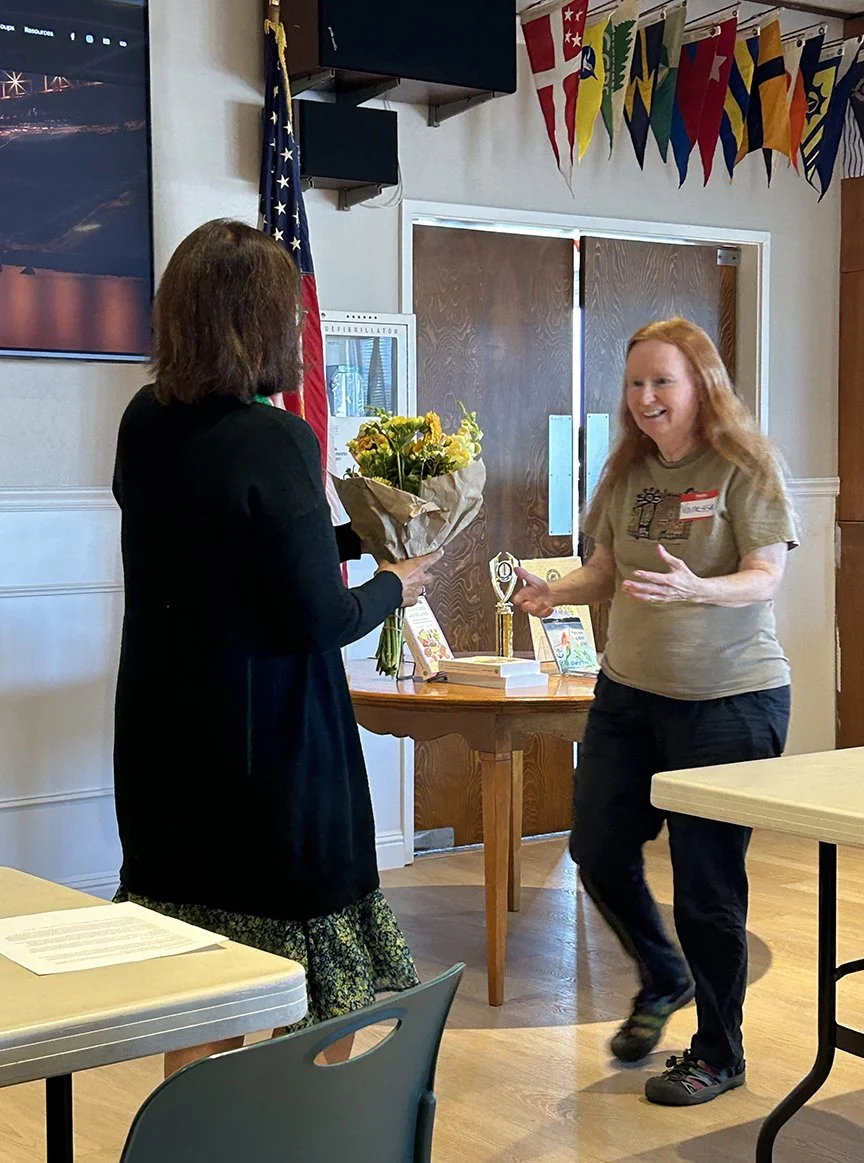 Vibha Akkaraju congratulates Vanessa MacLaren-Wray for winning the Louise Bogges Award