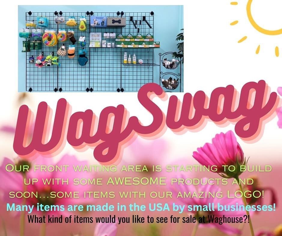 Check out our WagSwag in our front waiting room when you drop off or pick up your dog! 
🐶Many of the items I have personally used and love and serve a purpose like for teething puppies, to keep your dog busy, for tough chewers, for healthier teeth, 