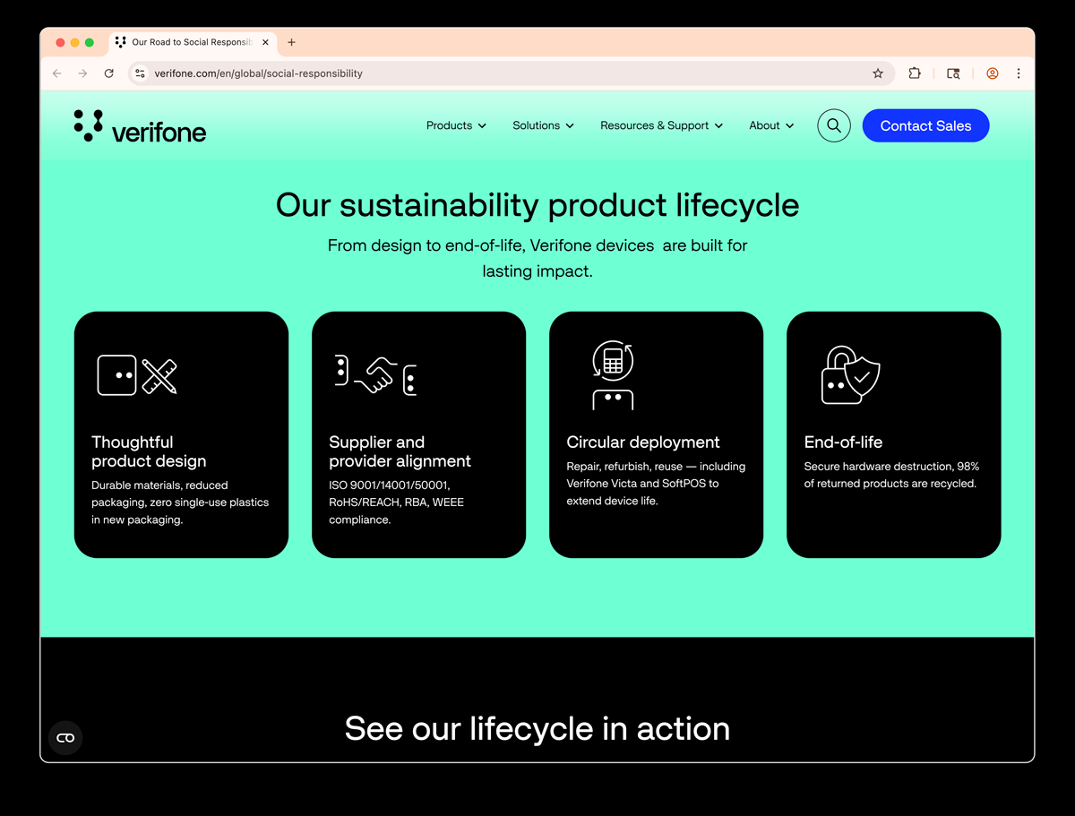 Sustainability landing page view 1
