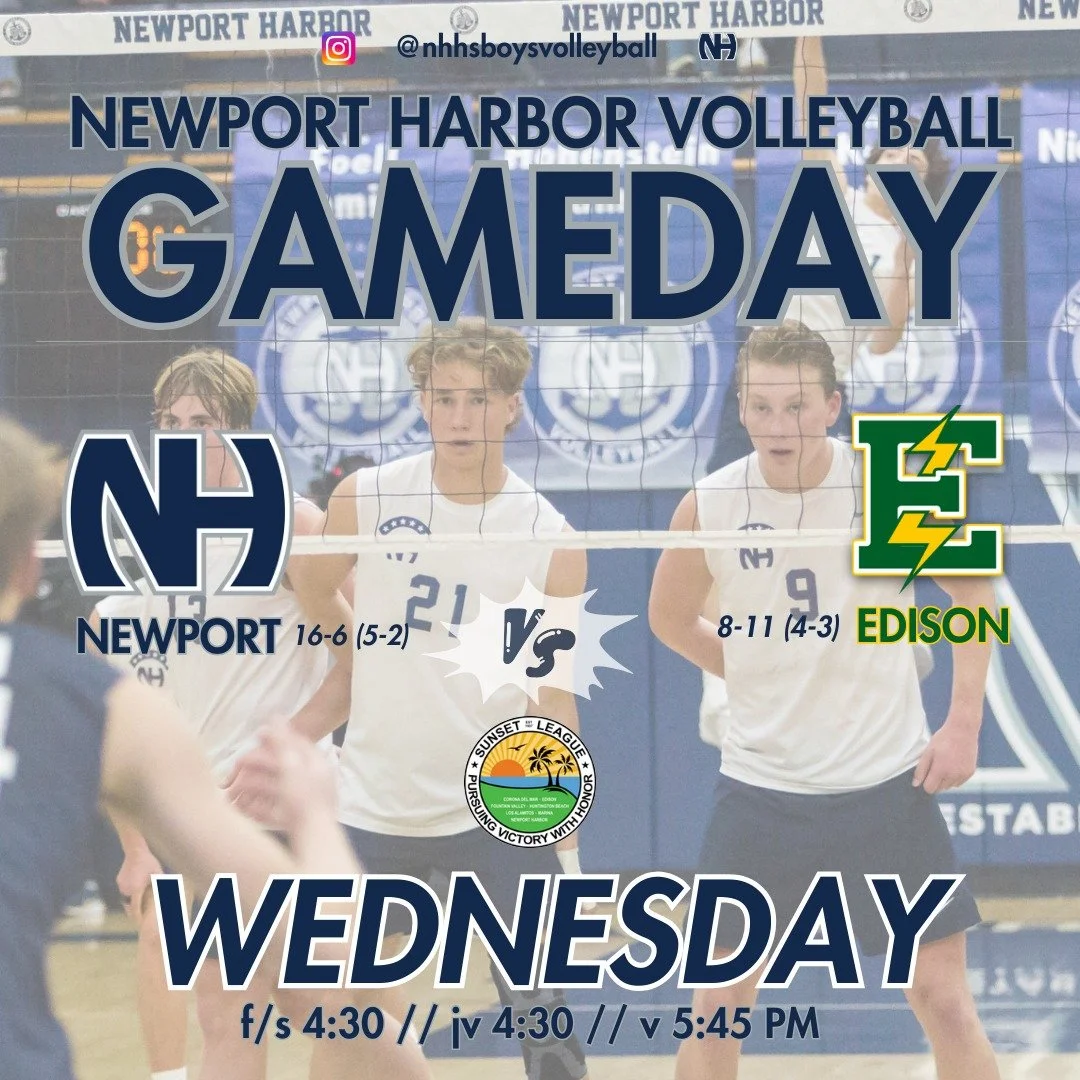 🚨 On 𝗪𝗘𝗗𝗡𝗘𝗦𝗗𝗔𝗬, we are back in action to take on the Chargers of Edison HS. This is a HOME SUNSET LEAGUE match! Come early and cheer on F/S in the small gym and or JV in the BIG as both teams battle to secure 1st place in league. 🔥 Fire up