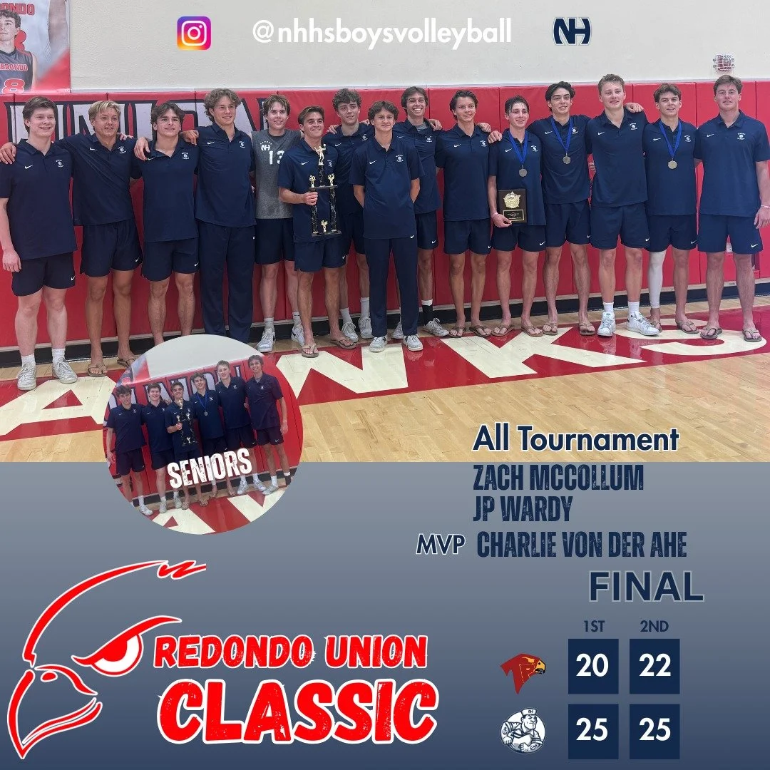 * 𝙧𝙚𝙙𝙤 𝙥𝙤𝙨𝙩 * The boy's Varsity captured the 🏆 '25 Redondo Union Classic this year in impressive fashion, beating Torrey Pines of San Diego in a 2-game sweep after losing to them in pool play. Congrats to our All-Tournament Selections: @zach