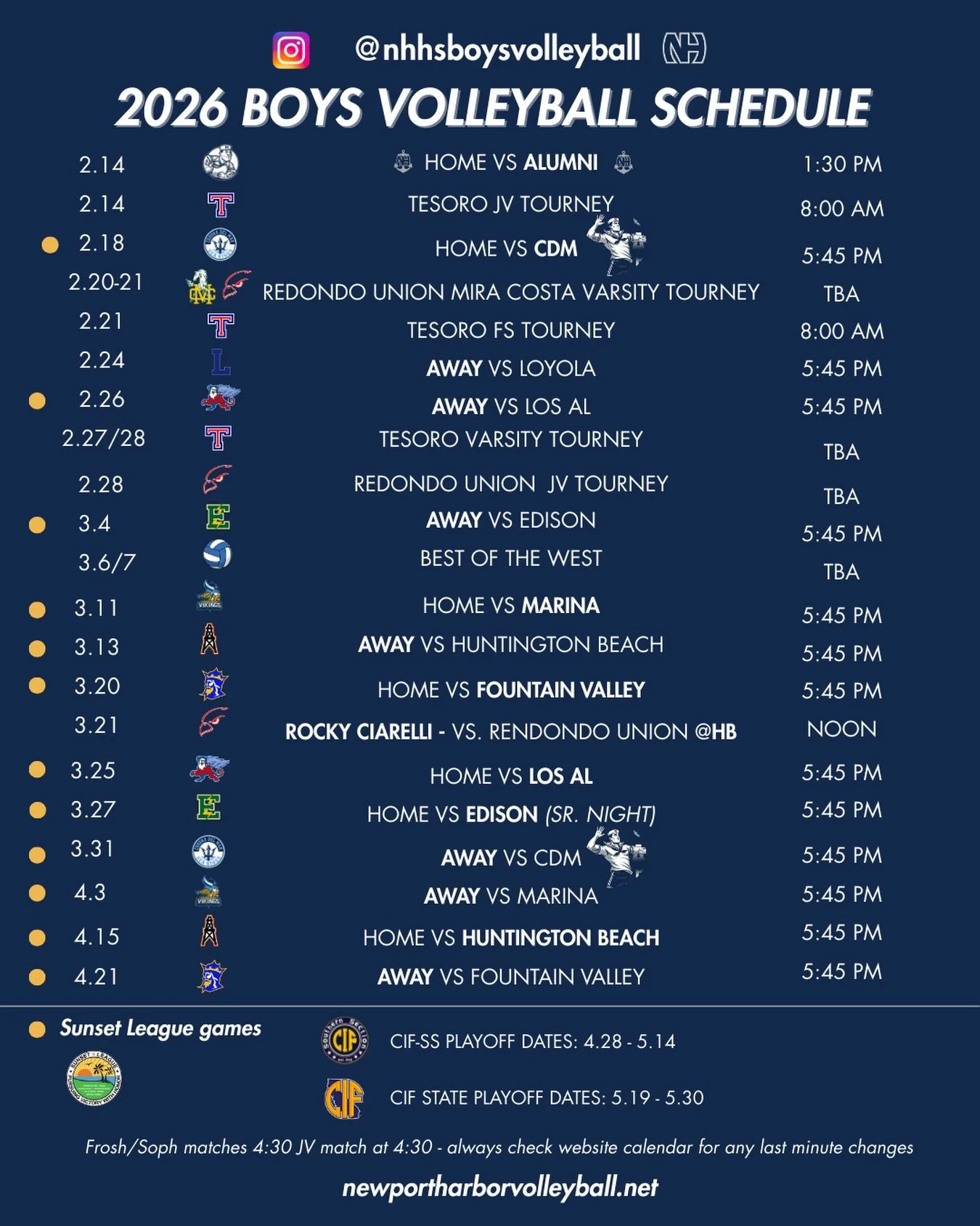 🚨Game On, Sailors! ⚓️
The schedule is officially out!
Get ready for an incredible opening weekend as the boys take the court on &hearts;️Valentine&rsquo;s Day afternoon (Saturday) for an epic showdown against our amazing Alumni. It&rsquo;s always a 