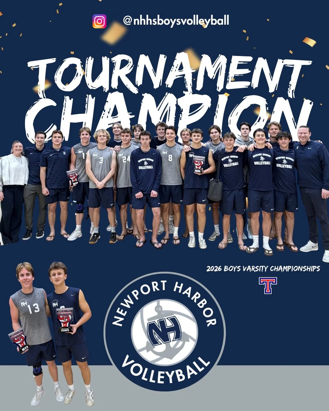 𝗦𝗪𝗘𝗘𝗣! 🧹 Our Boys&rsquo; Varsity squad goes undefeated to claim the Tesoro Tournament title.

Tournament MVP: 𝗛𝗲𝗻𝗿𝘆 𝗖𝗹𝗲𝗺𝗼

All-Tournament Team: 𝗠𝗮𝘅 𝗥𝗼𝗴𝗲𝗿𝘀
Great job, Sailors! ⚓️🔥 #SailorPride #Champions