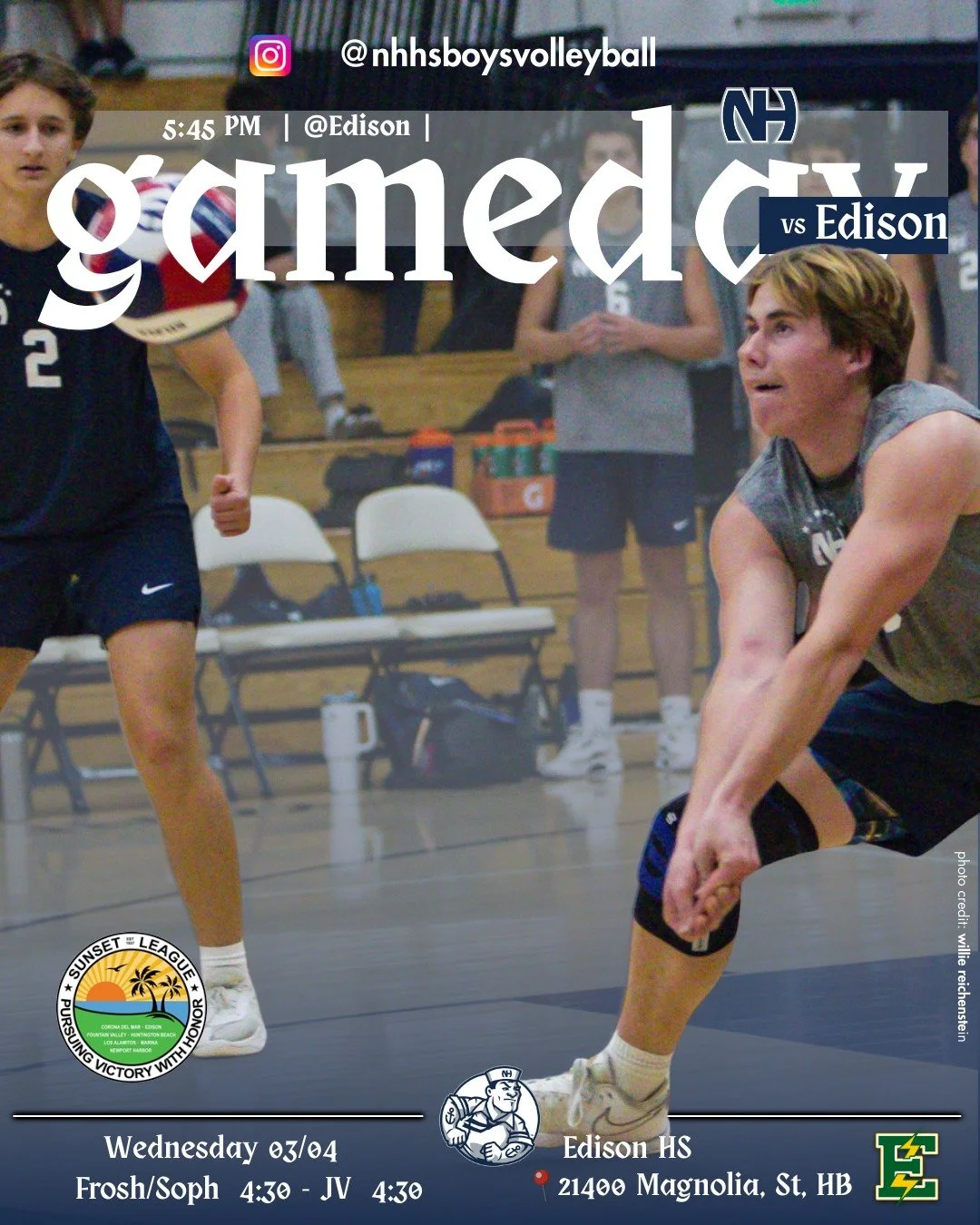 The boys return to Sunset League play on the road at Edison on Wednesday. Both F/S and JV start at 4:30, followed by varsity at 5:30 PM. Hope to see you there! Go Newport! ⚓️⤵️