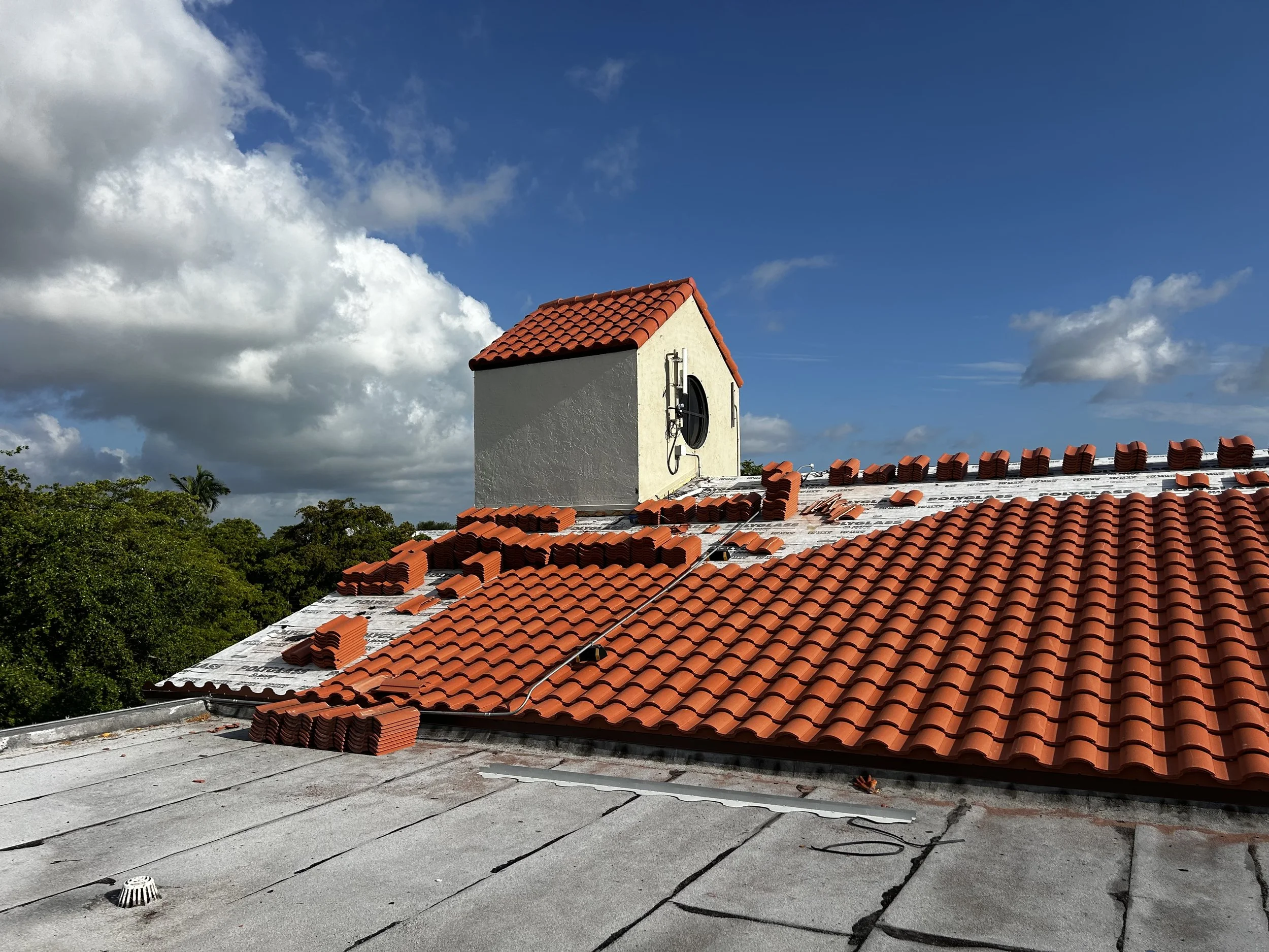 Reroof in progress at Miami Lakes Hotel