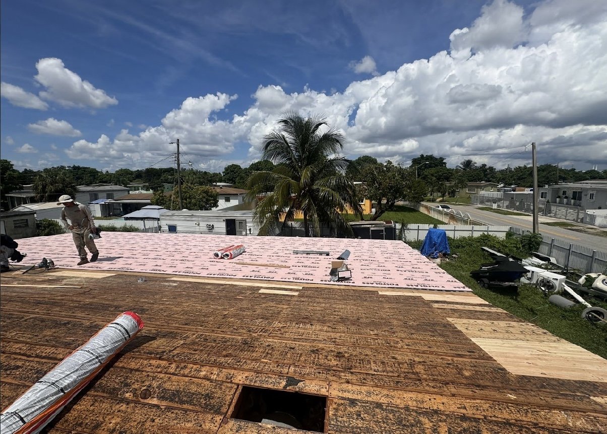 New metal roof in progress in Miami Gardens