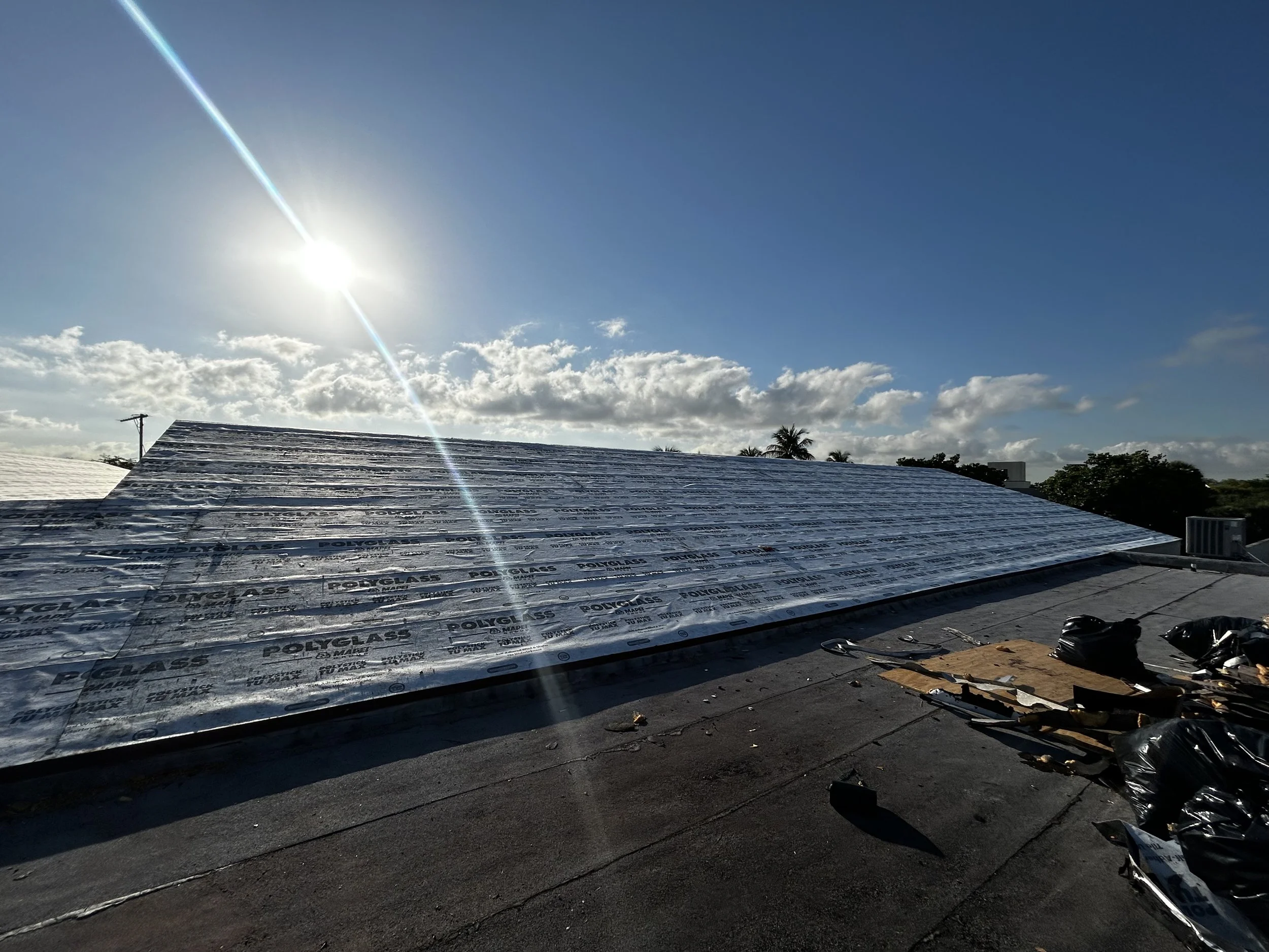 Reroof in progress at Miami Lakes Hotel