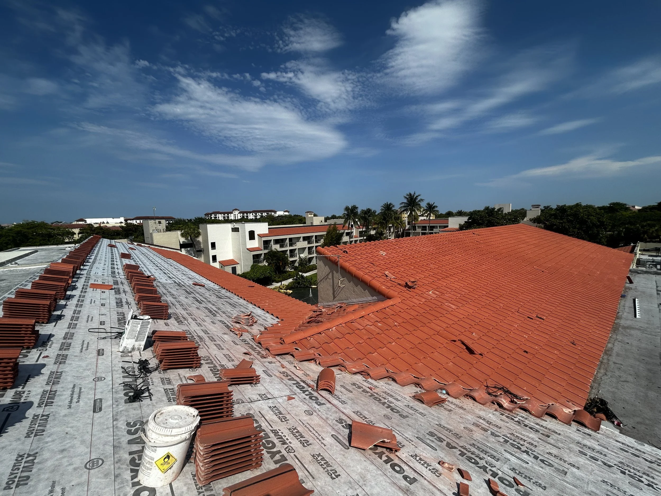 Reroof in progress at Miami Lakes Hotel