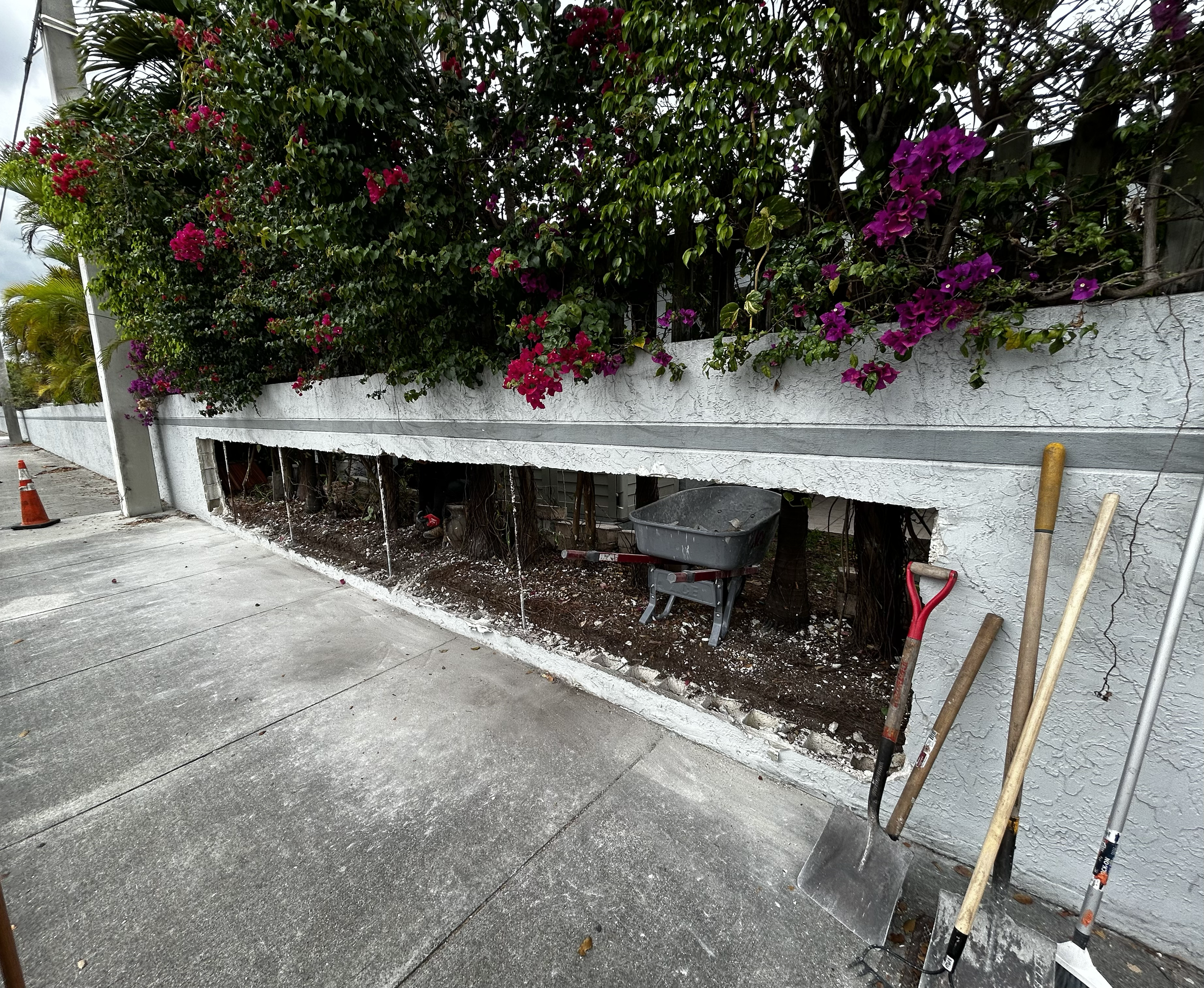 Structual repair on brick wall in South Florida