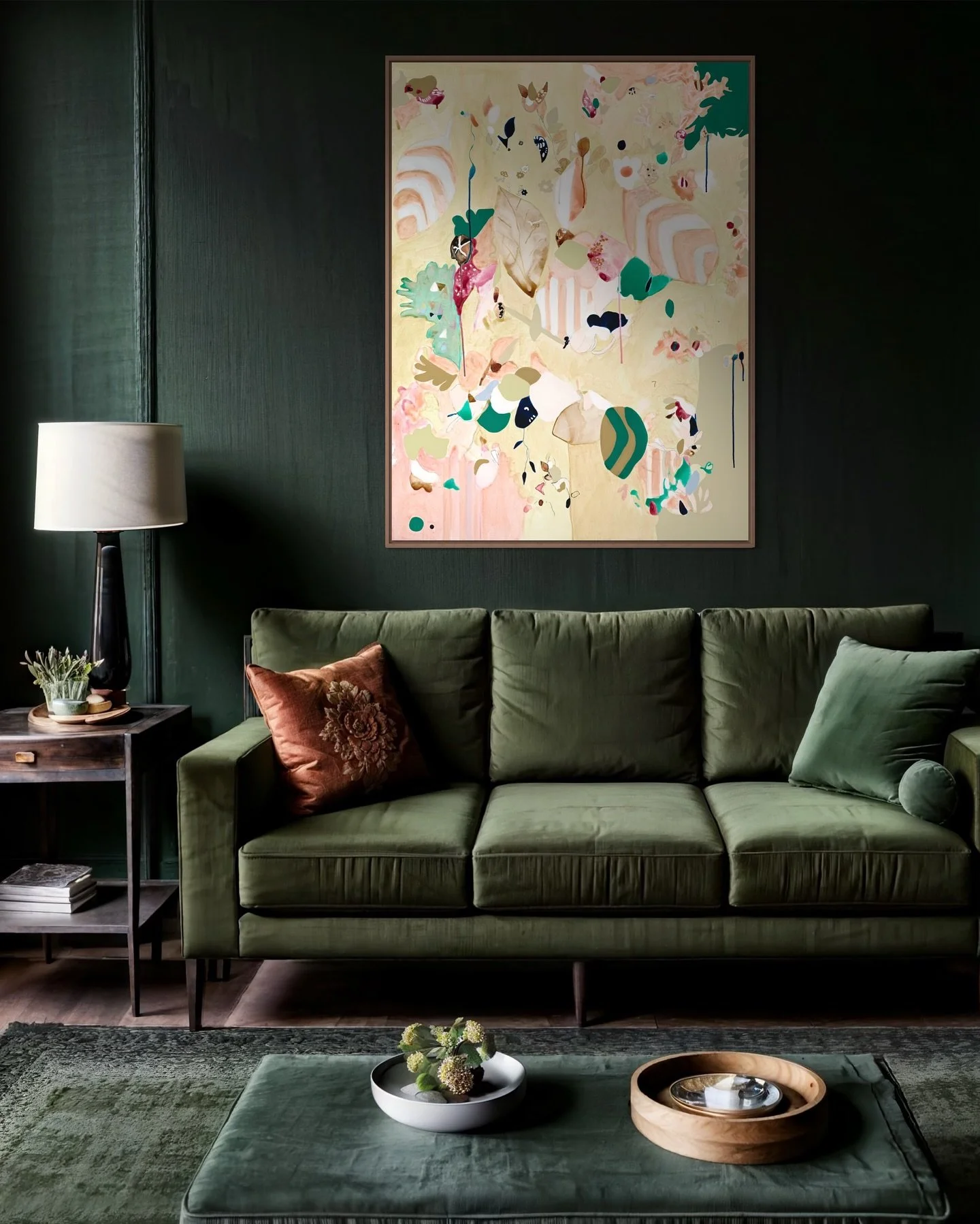 &lsquo;Peach + Green&rsquo;
Acrylic, ink + gouache on canvas 
91 x 122 cm
Oak frame 
@artist_lane 🍃 

#bethkennedyart #botanicalart #australianart #australianartists #colour #discoverartists #originalart #originalartists #discoverart 
#painting #art