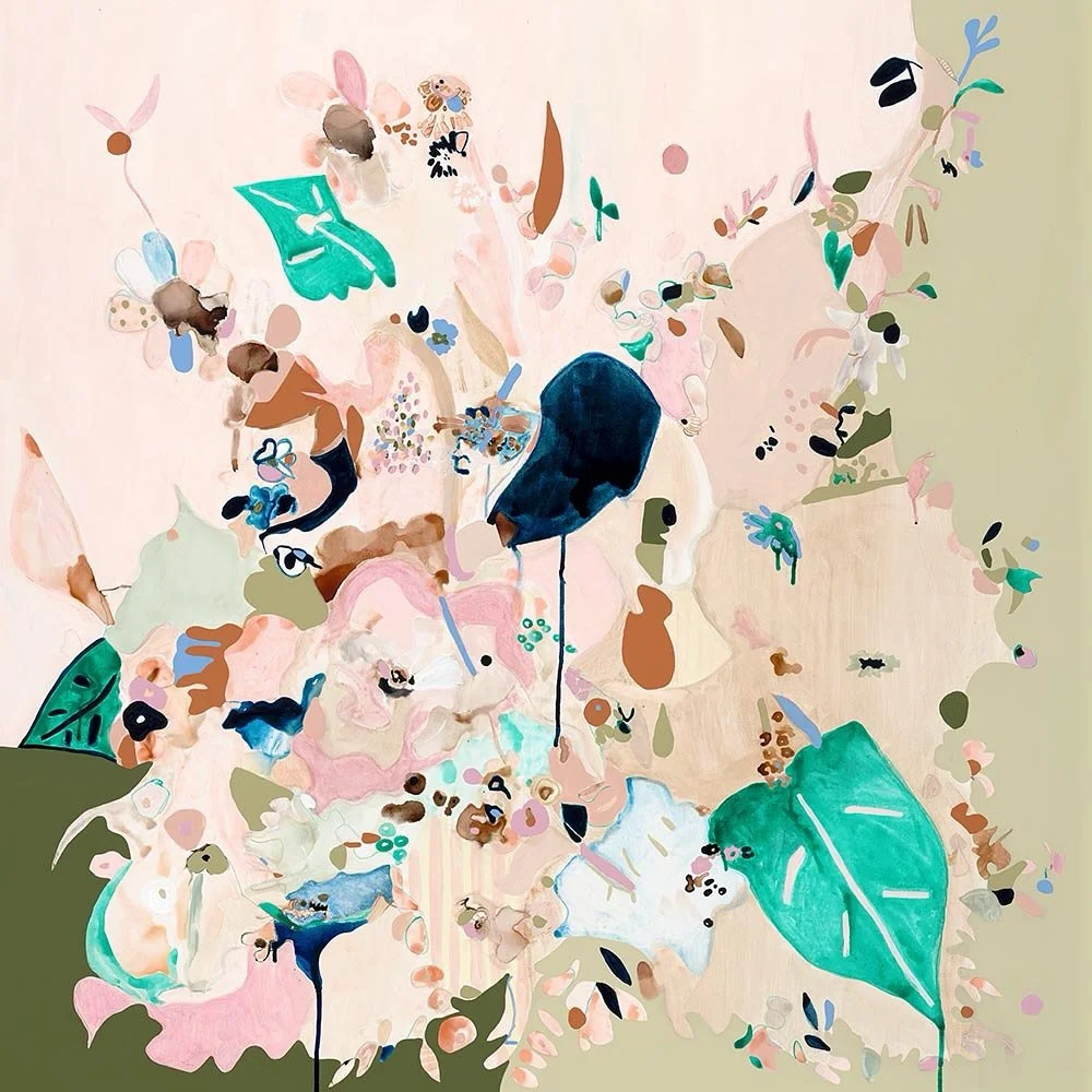 Thursdays are my favourite days&hellip; solid studio day with no school pick up this afternoon! ☕️ 🎨 

&lsquo;Dark Apple Green&rsquo; 🍃 
122 x 122cm
Acrylic, ink + gouache on canvas 
Oak frame 
@artist_lane Black November Sale 

#bethkennedyart #bo