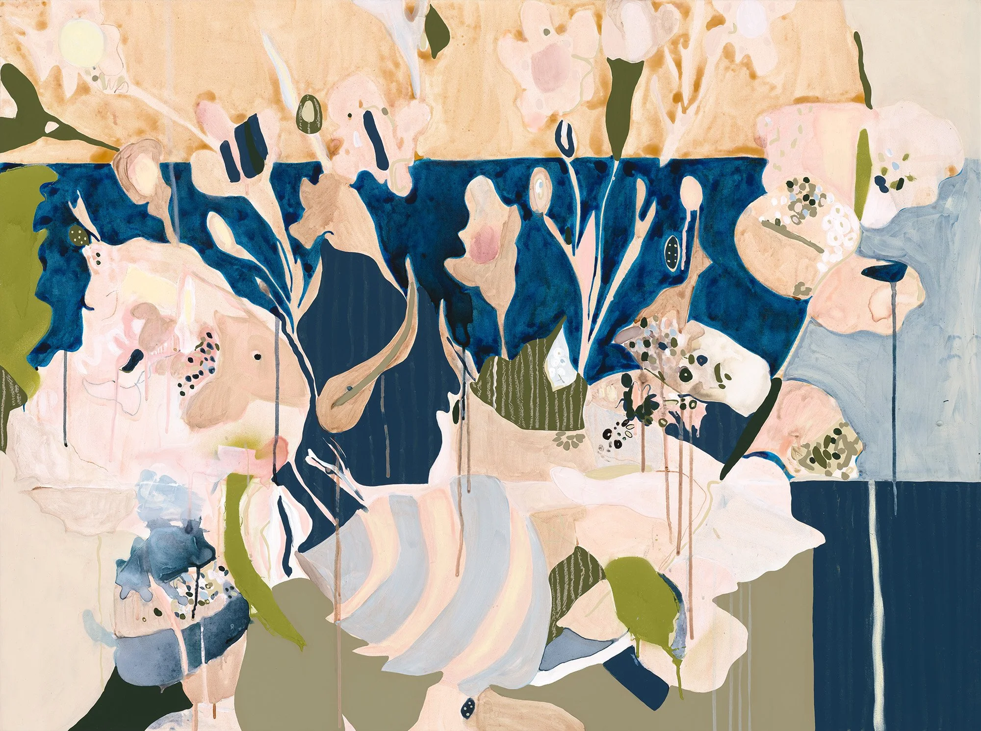 'Cloud Blue (1)'
Acrylic, ink, oil stick + gouache on canvas 
$3200
91 x 122cm

