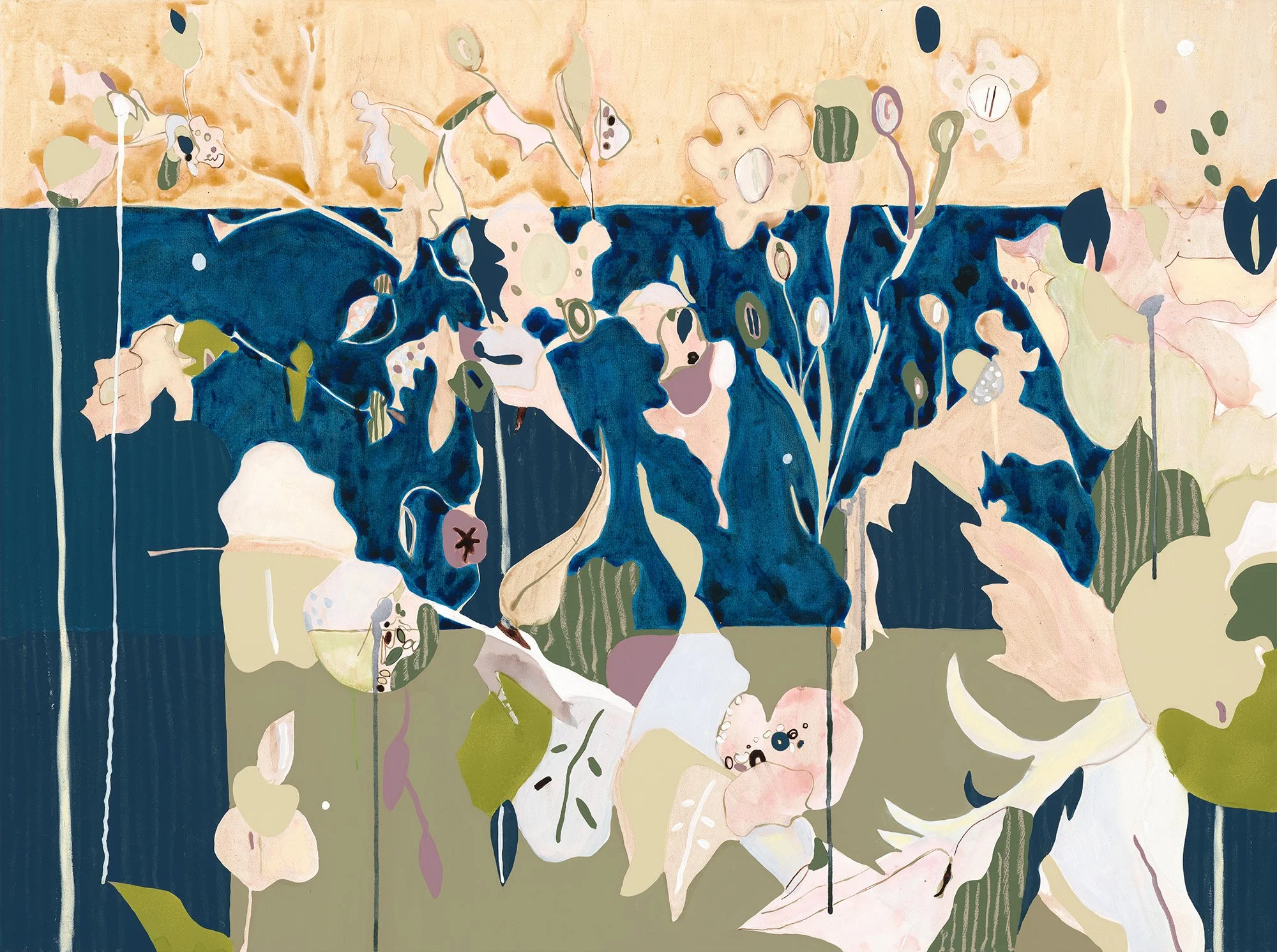 'Cloud Blue (2)'
Acrylic, ink, oil stick + gouache on canvas 
$3200
91 x 122cm
