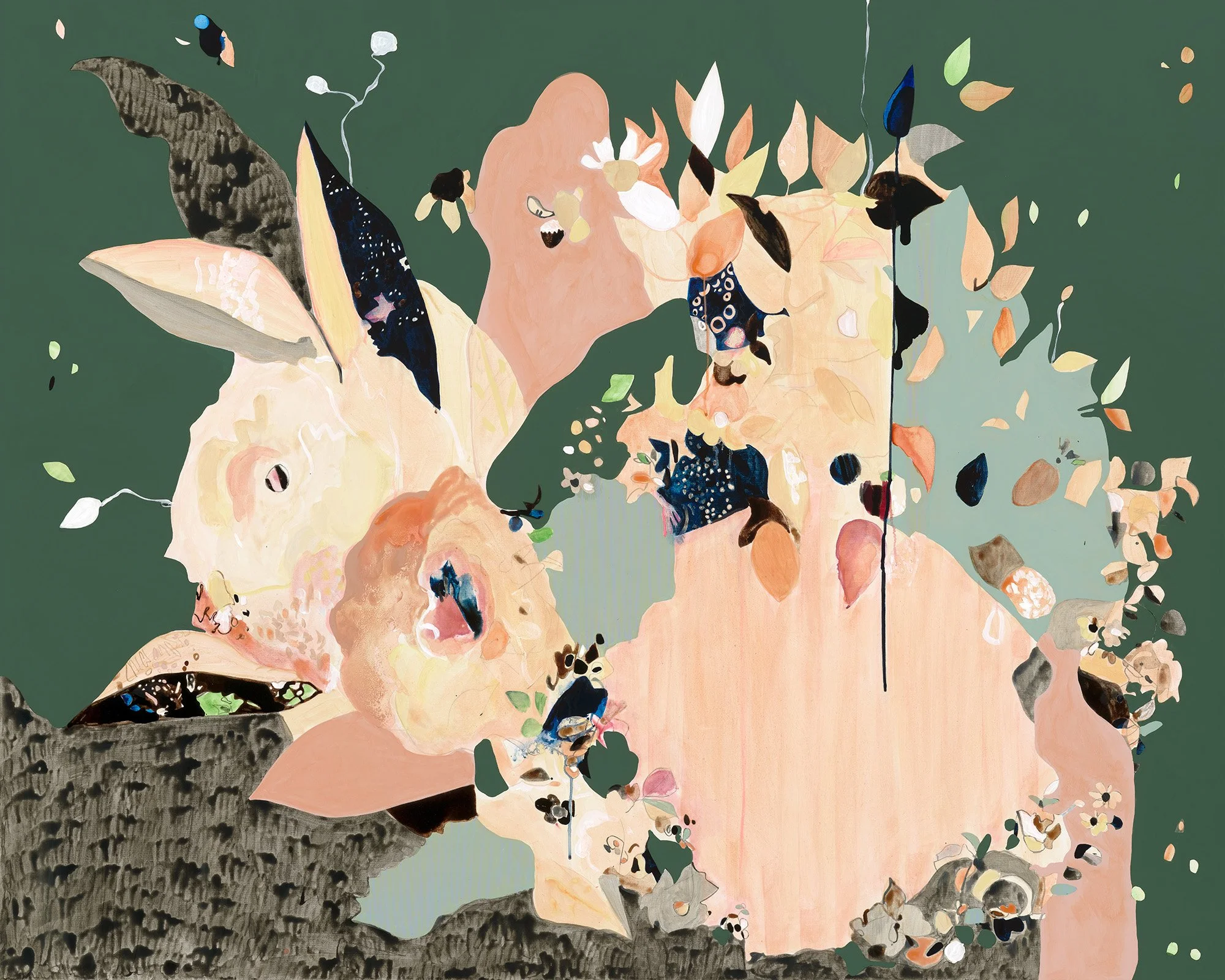 'Morning Sky' 
Acrylic, ink, oil stick + gouache on canvas 
$3950
152 x 122cm
Oak frame 