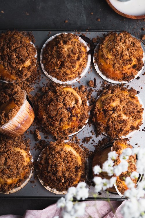 Veganska muffins med kanelsmulor och glasyr — Vegoskafferiet