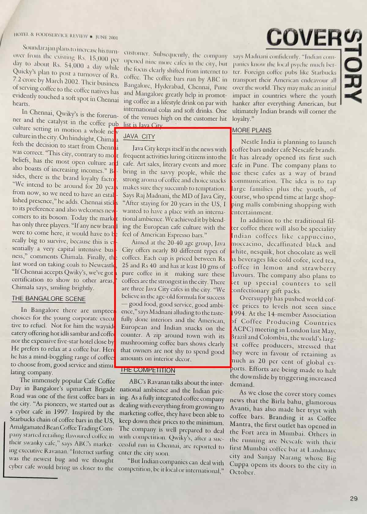 JAVA CITY - Hotel and Food Service magazine