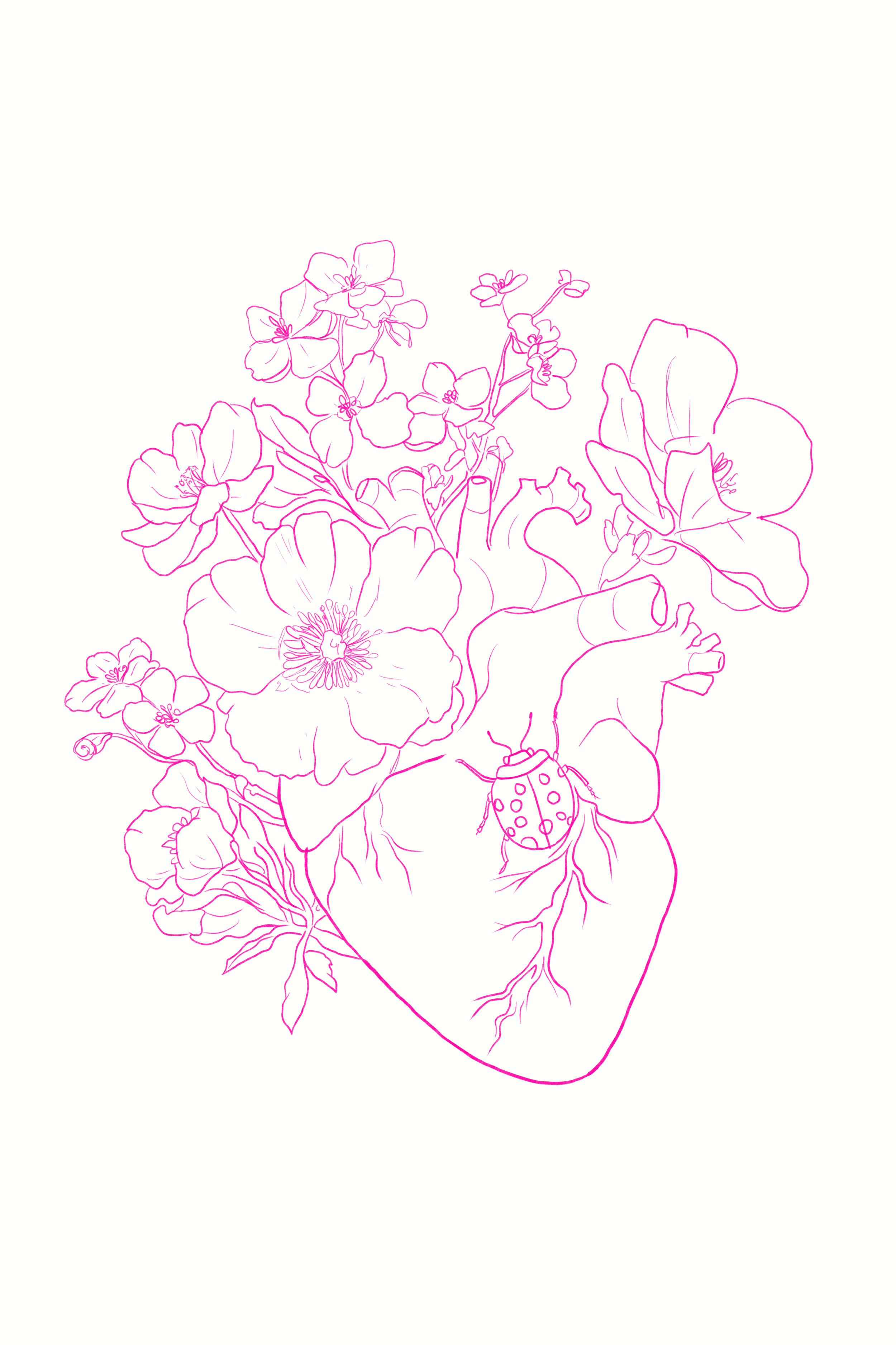 Ladybug Heart — Original LoudMind Tattoo Flash