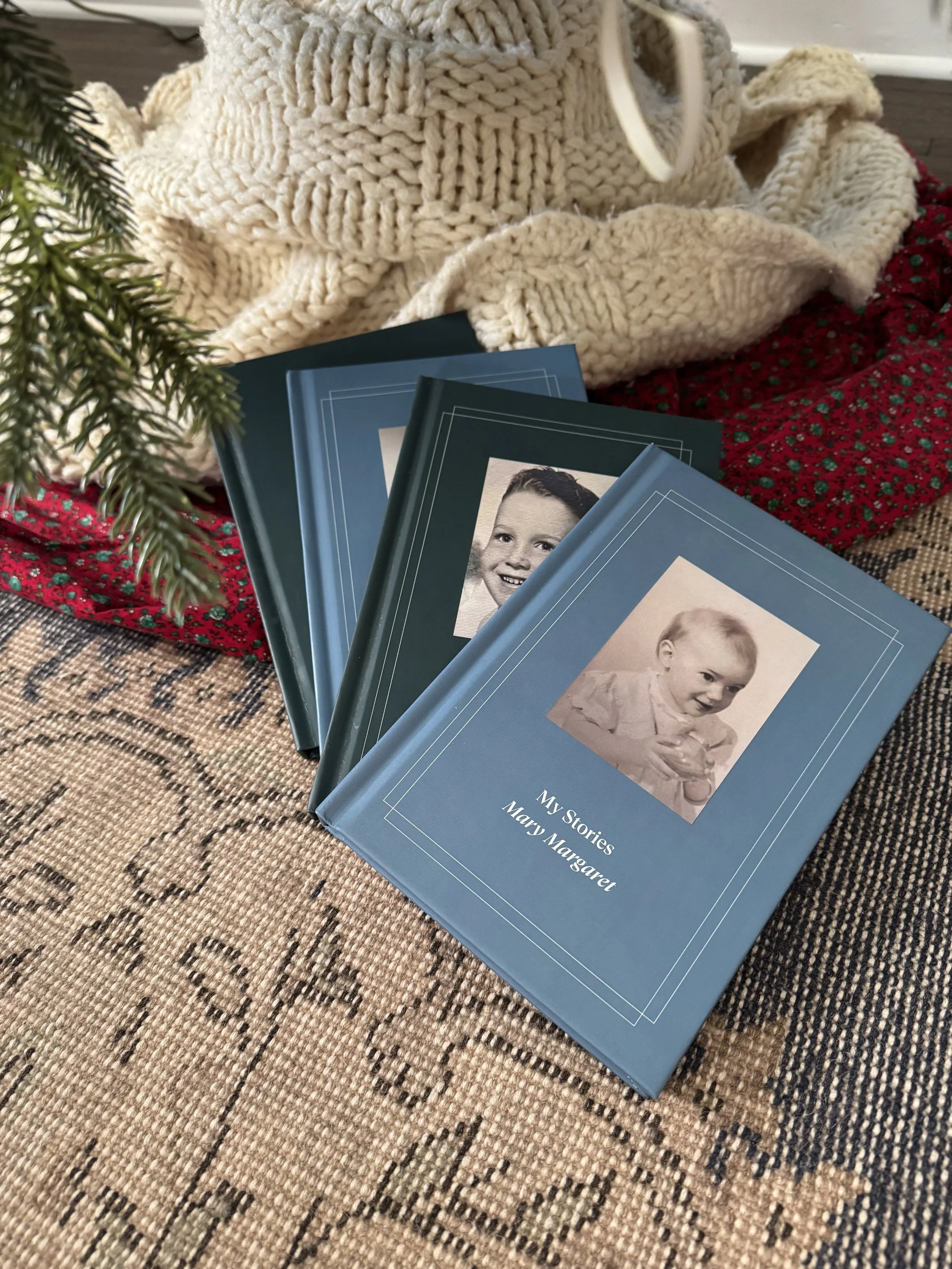 a stack of books under a  tree