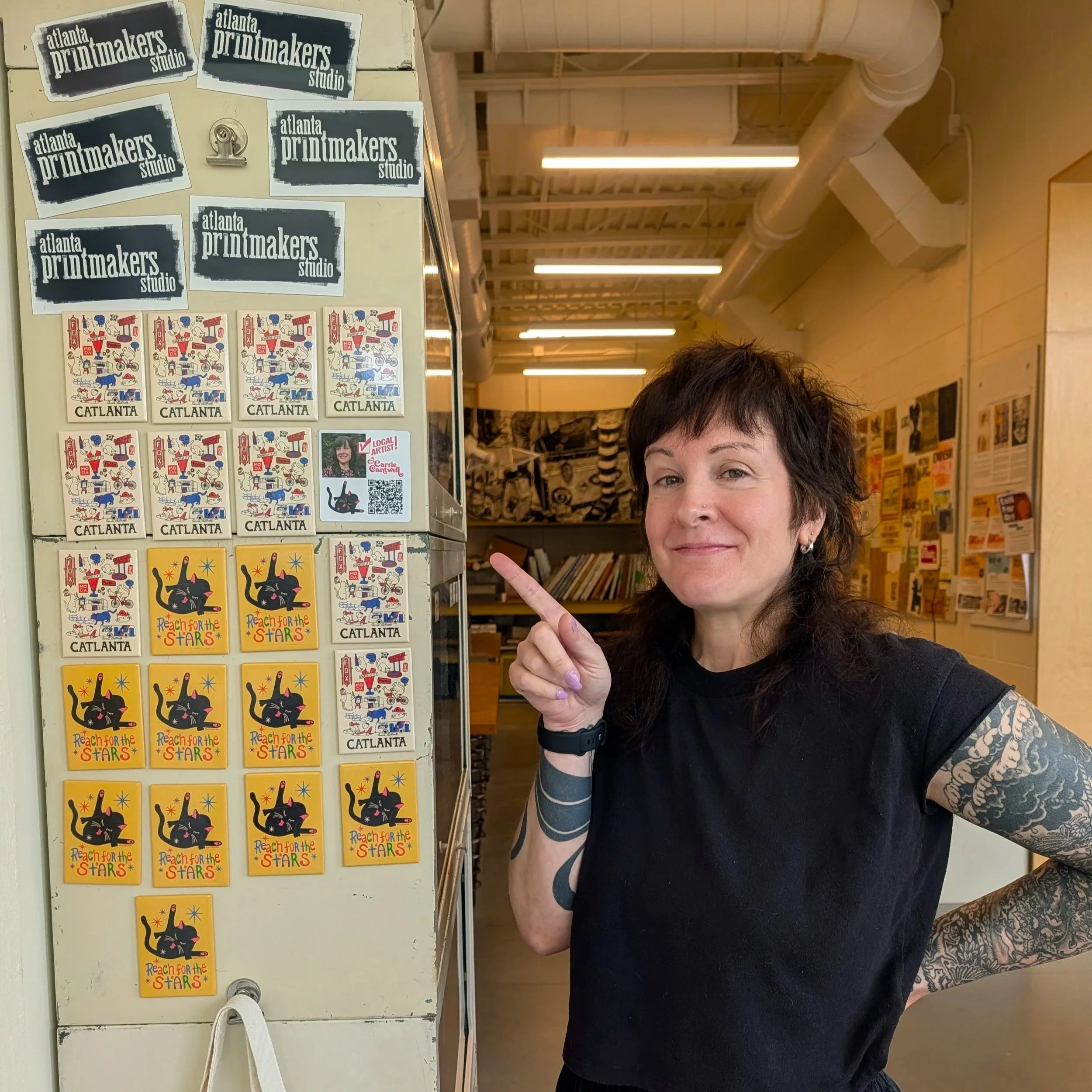 Carrie Cantwell in the Atlanta Printmakers Studio Gift Shop