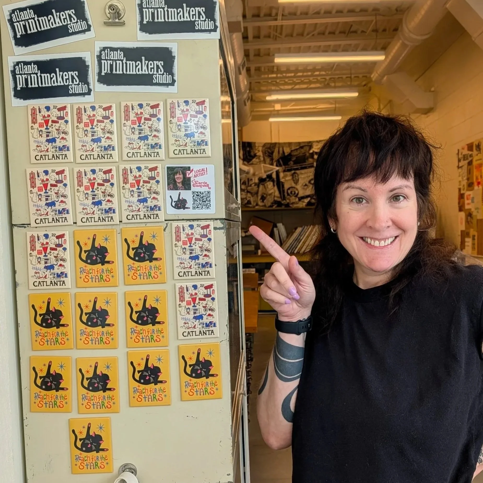 Carrie Cantwell in the Atlanta Printmakers Studio Gift Shop